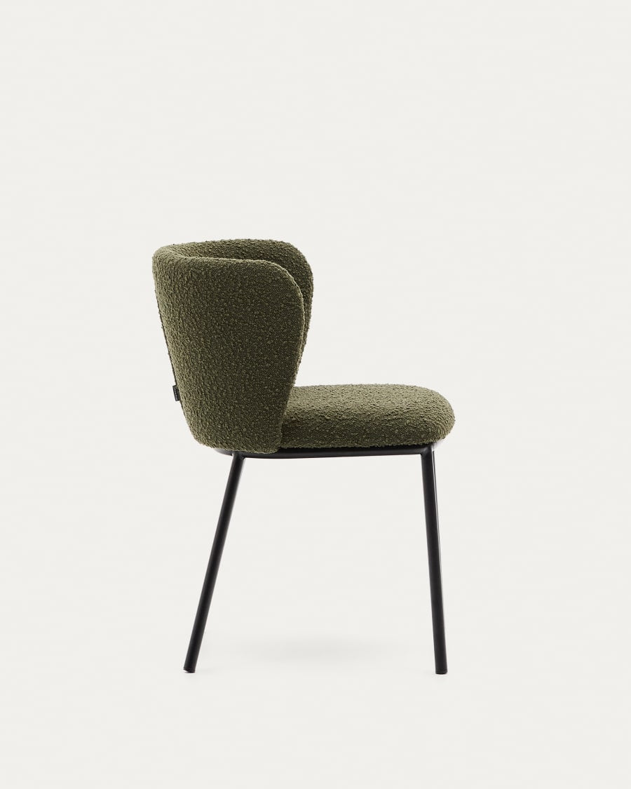 Chair in the fabric boucle ciselia olive