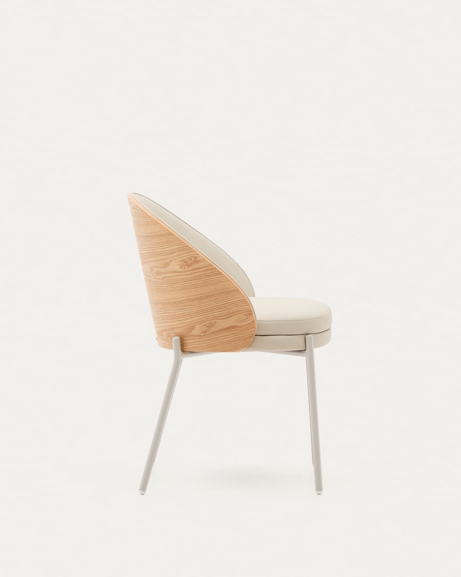 Eama chair beige eco -leather with ash finish