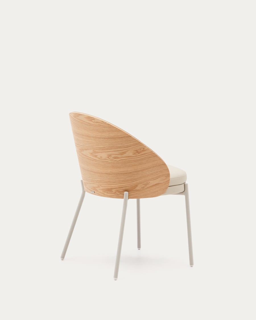 Eama chair beige eco -leather with ash finish