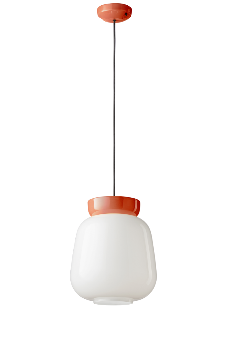 Lampa wisząca ceramiczna CORCOVADO mleczny z pomarańczowym