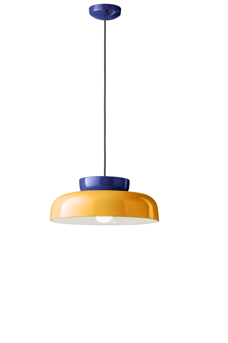 Lampa wisząca ceramiczna MARACANÀ żółty z granatowym