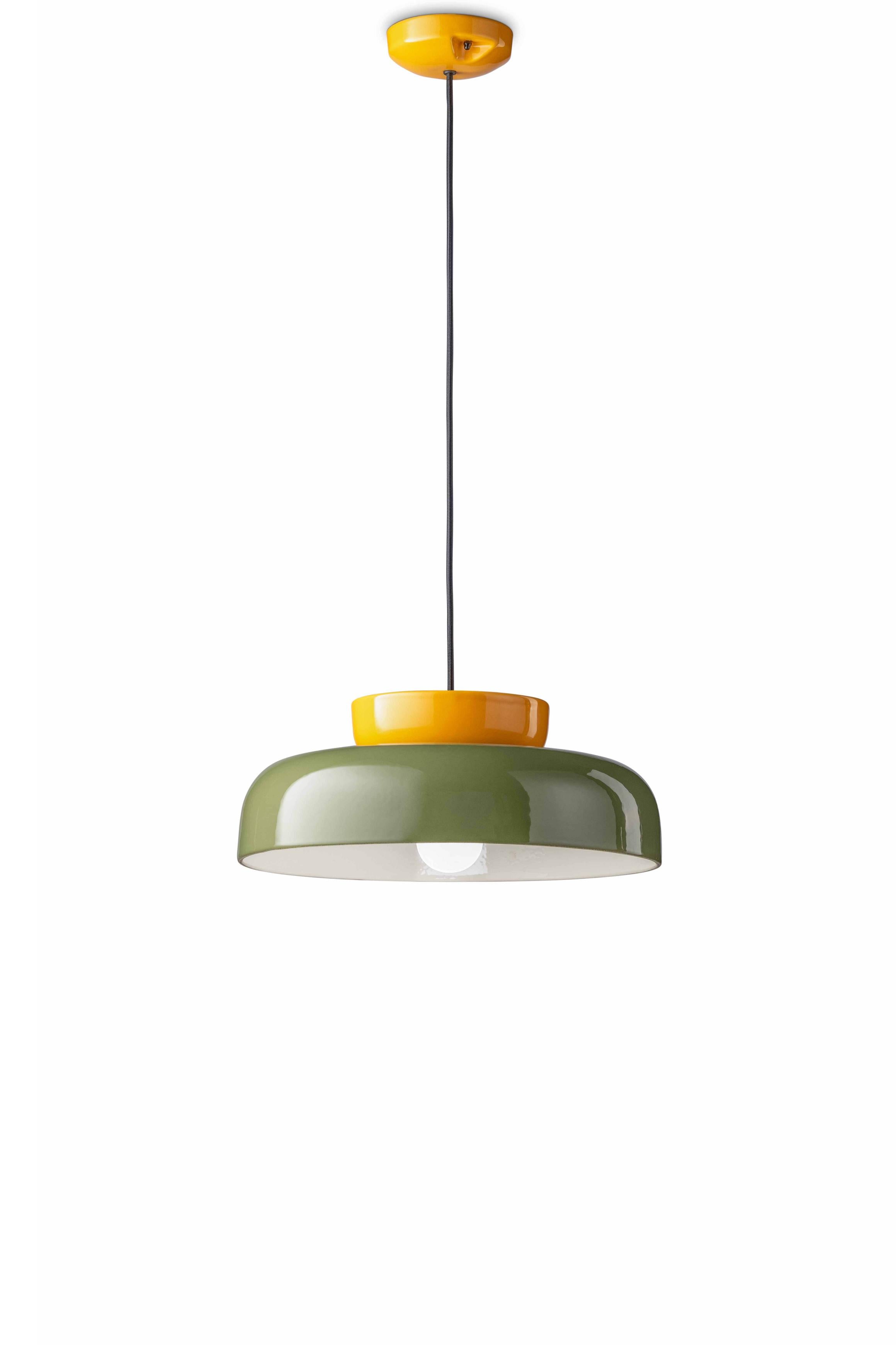 Lampa wisząca ceramiczna MARACANÀ szałwiowy z żółtym