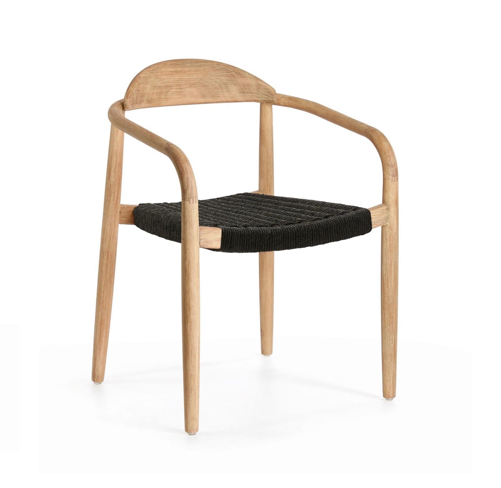 Krzesło NINA lite drewno akacjowe z czarnym siedziskiem