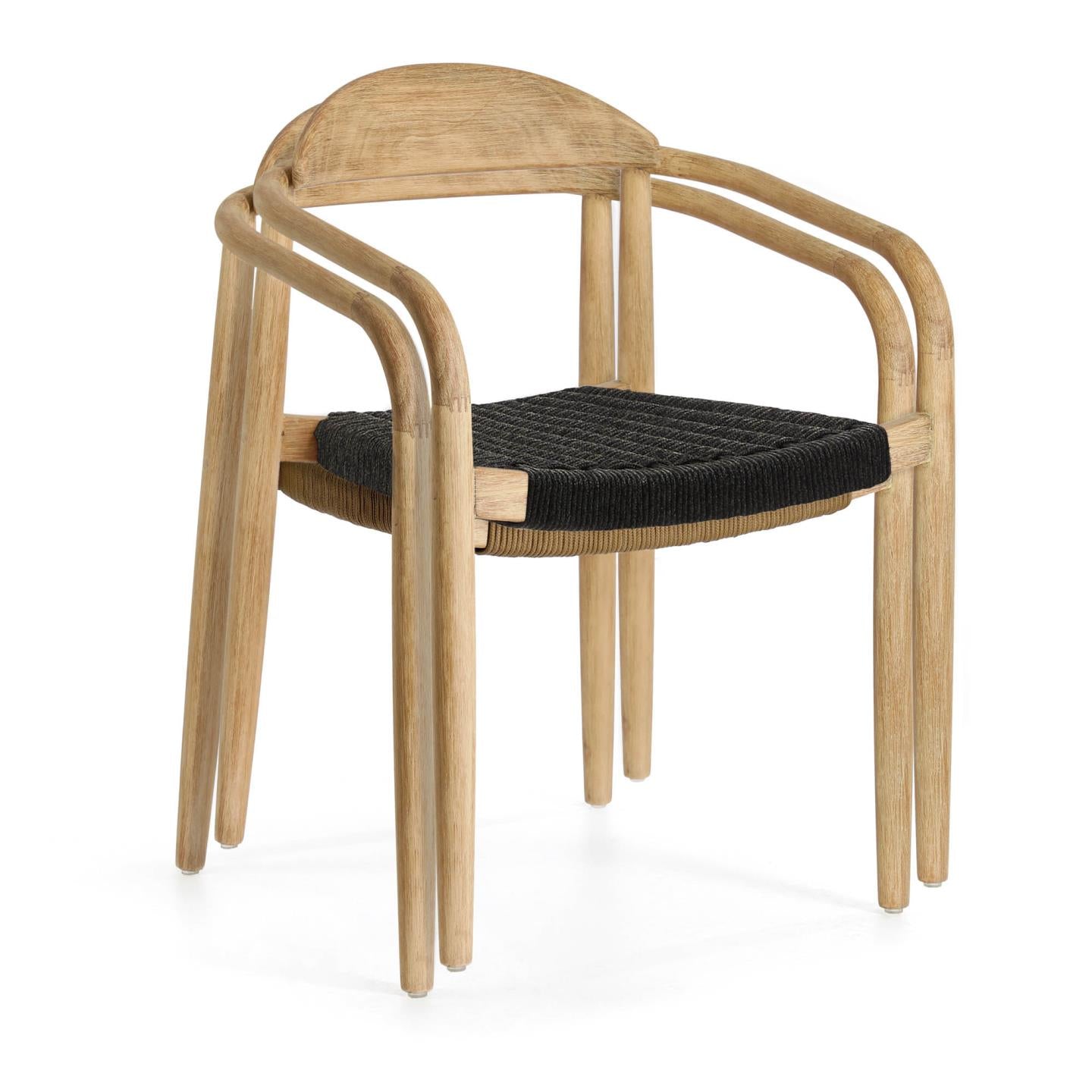 Krzesło NINA lite drewno akacjowe z czarnym siedziskiem La Forma    Eye on Design