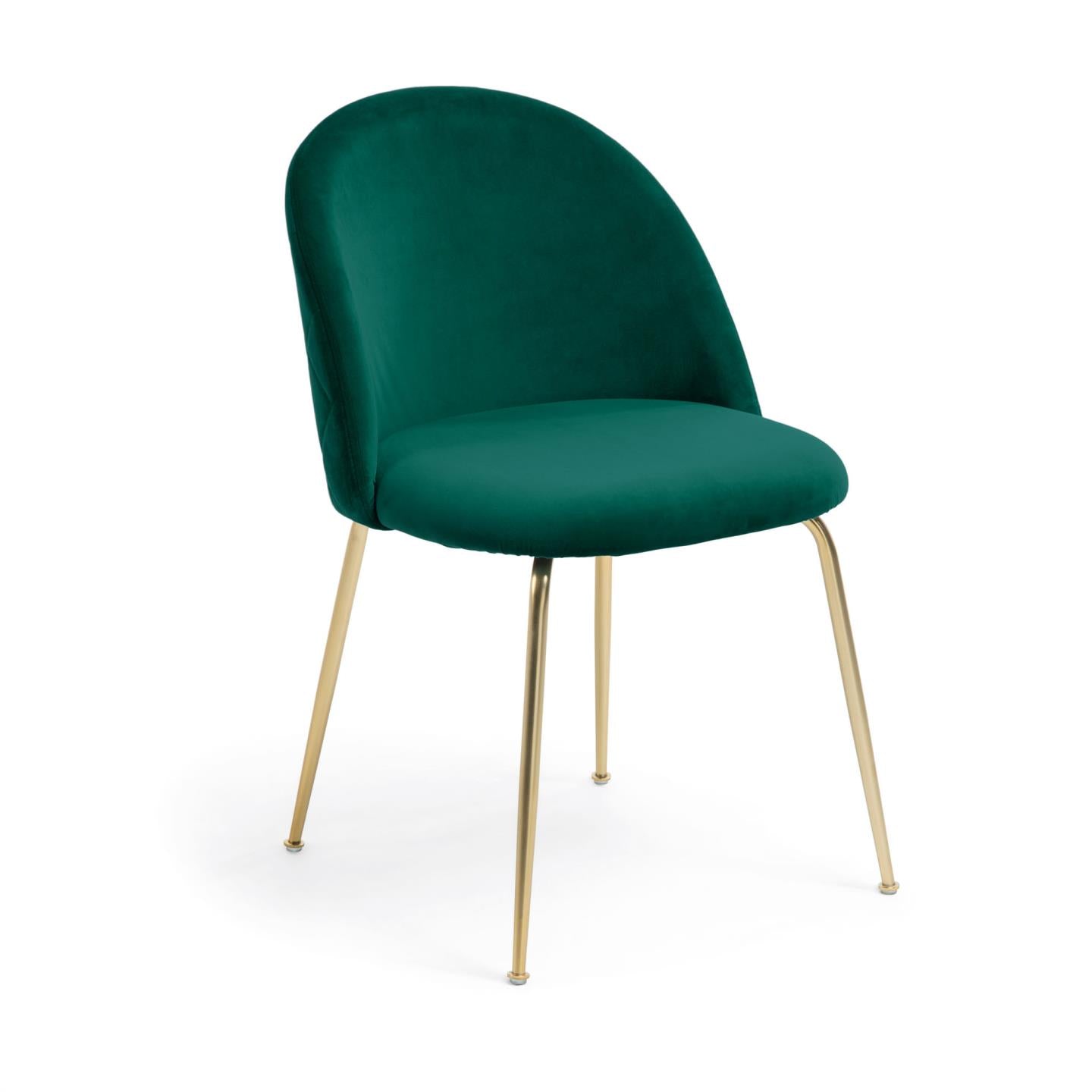 Krzesło IVONNE zielony aksamit ze złotą podstawą La Forma    Eye on Design
