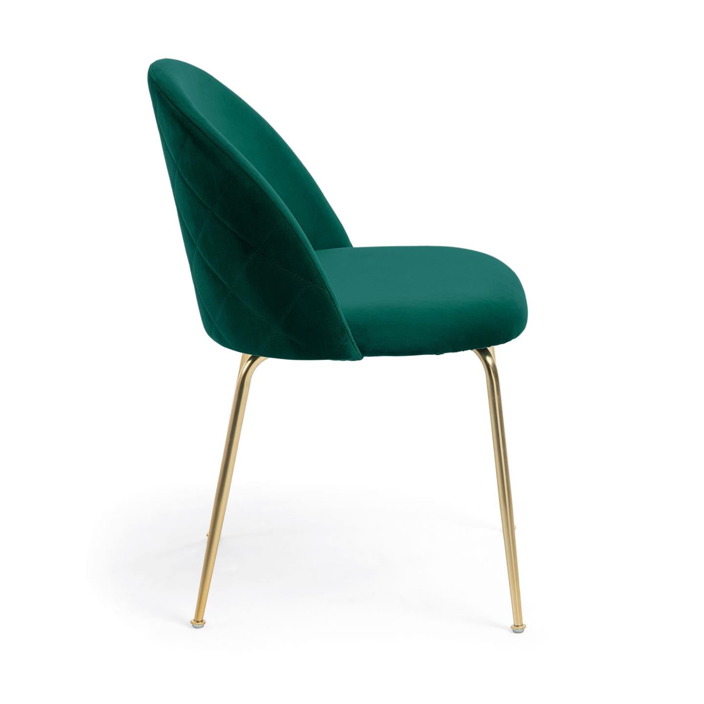 Krzesło IVONNE zielony aksamit ze złotą podstawą La Forma    Eye on Design