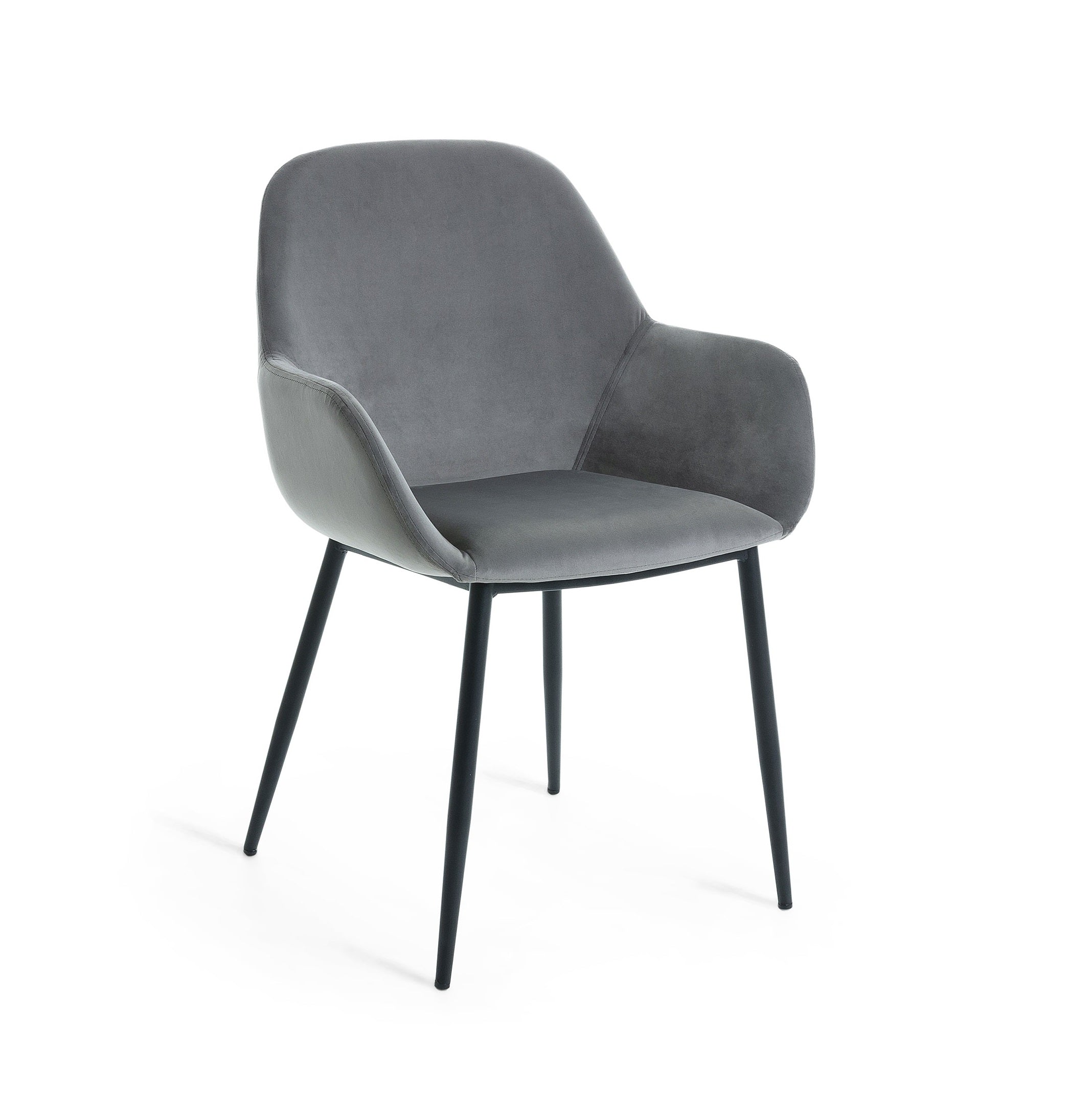 Krzesło aksamitne KONNA szary z czarną podstawą La Forma    Eye on Design