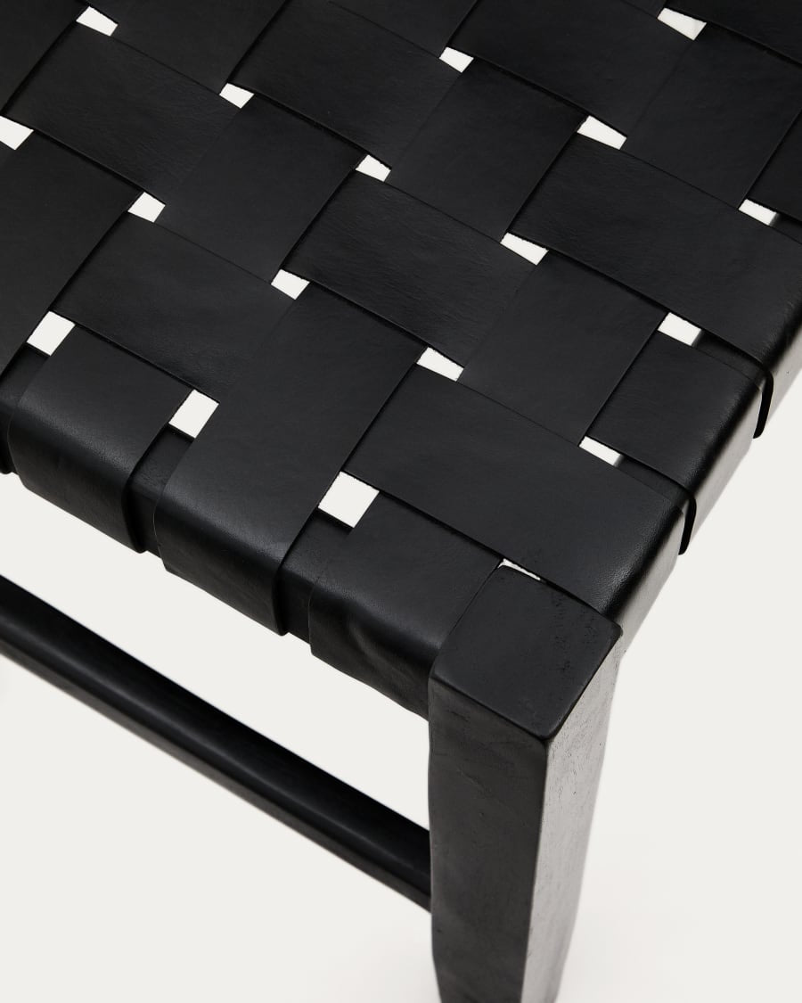 Calixta Black Leather Bench