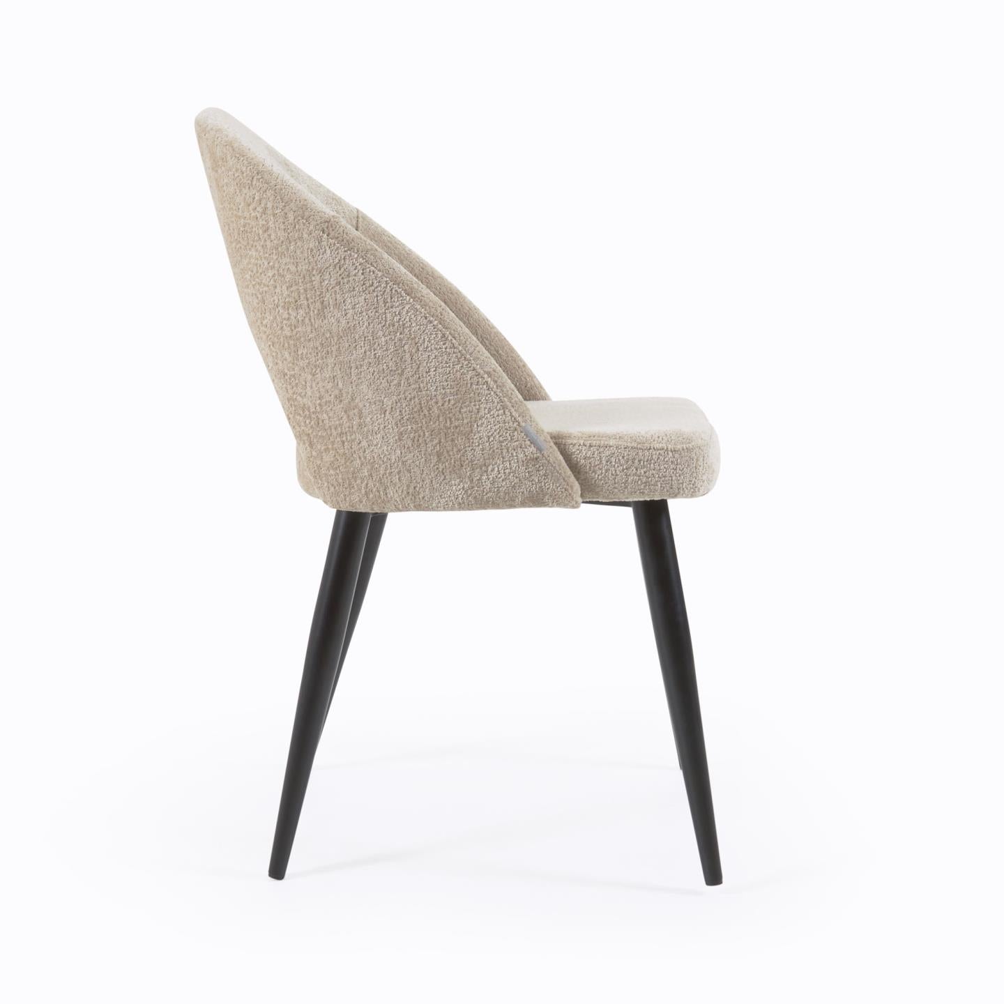 Krzesło w tkaninie szenilowej MAEL beżowy La Forma    Eye on Design