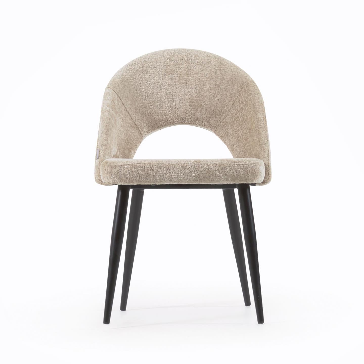 Krzesło w tkaninie szenilowej MAEL beżowy La Forma    Eye on Design