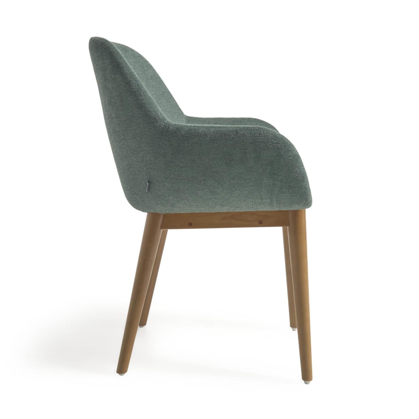 Krzesło w tkaninie szenilowej KONNA zielony z jesionową podstawą La Forma    Eye on Design