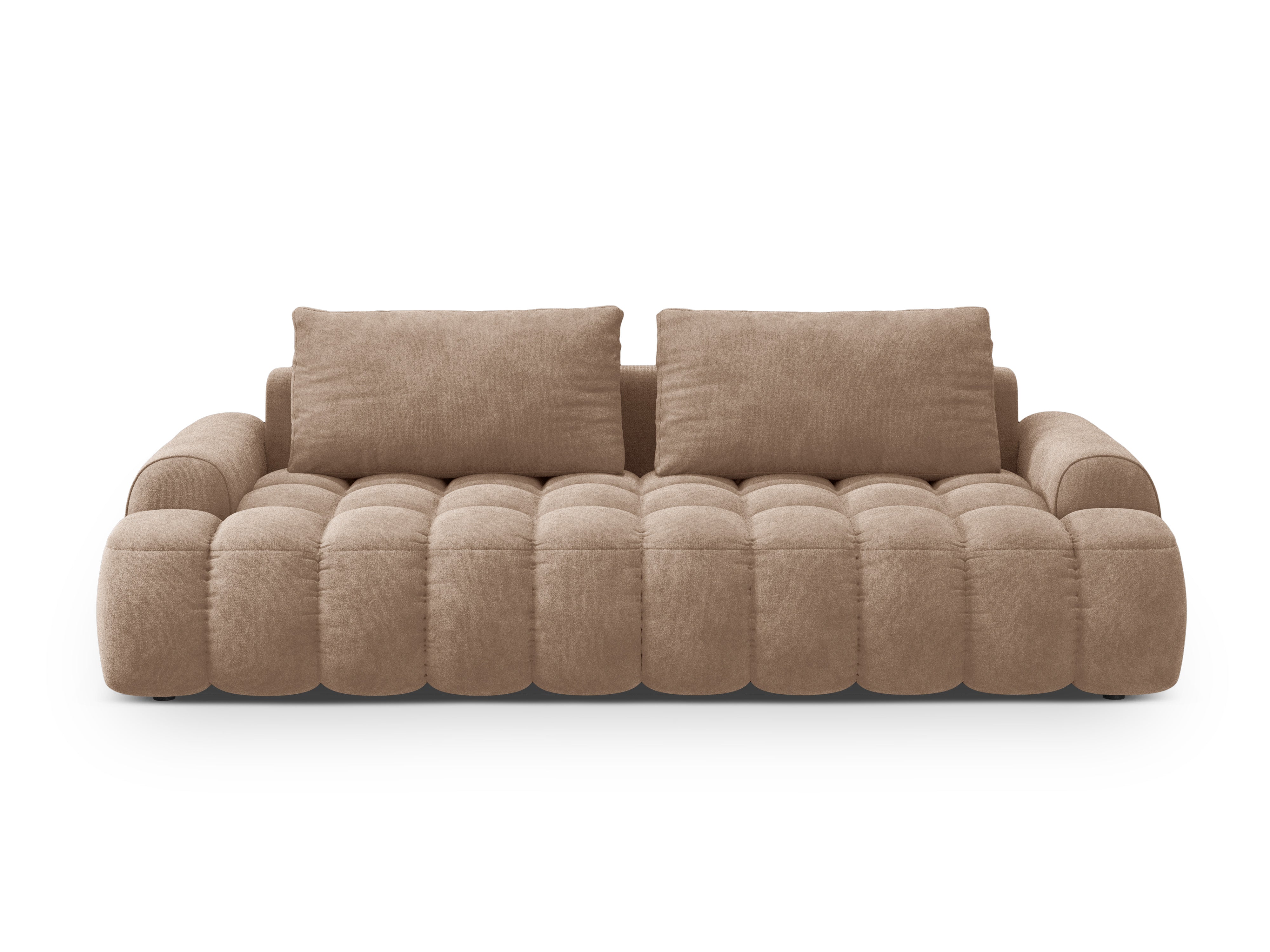 Sofa aksamitna z funkcją spania 4-osobowa LINZ ciemnobeżowy