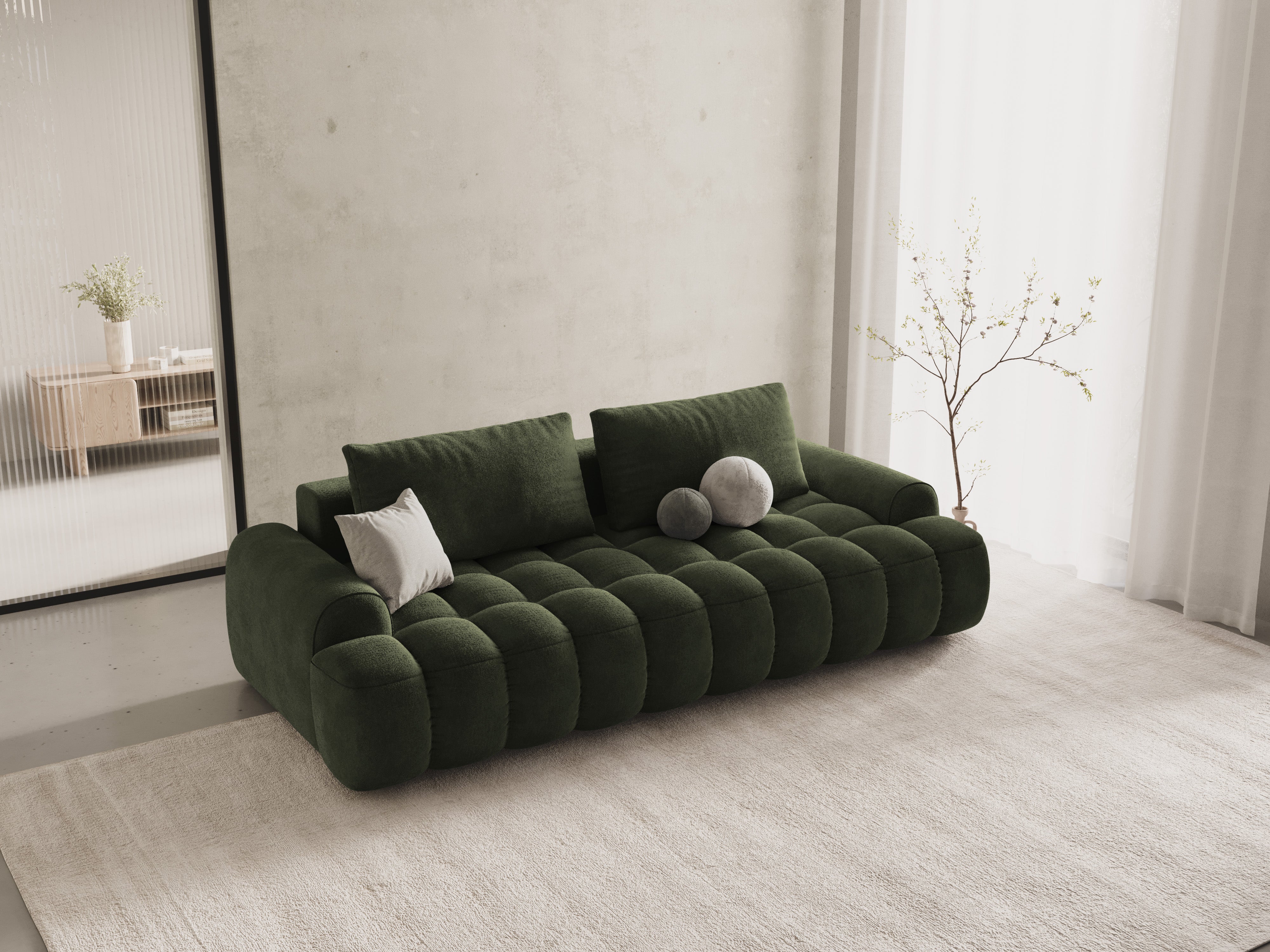 Sofa aksamitna z funkcją spania 4-osobowa LINZ zielony