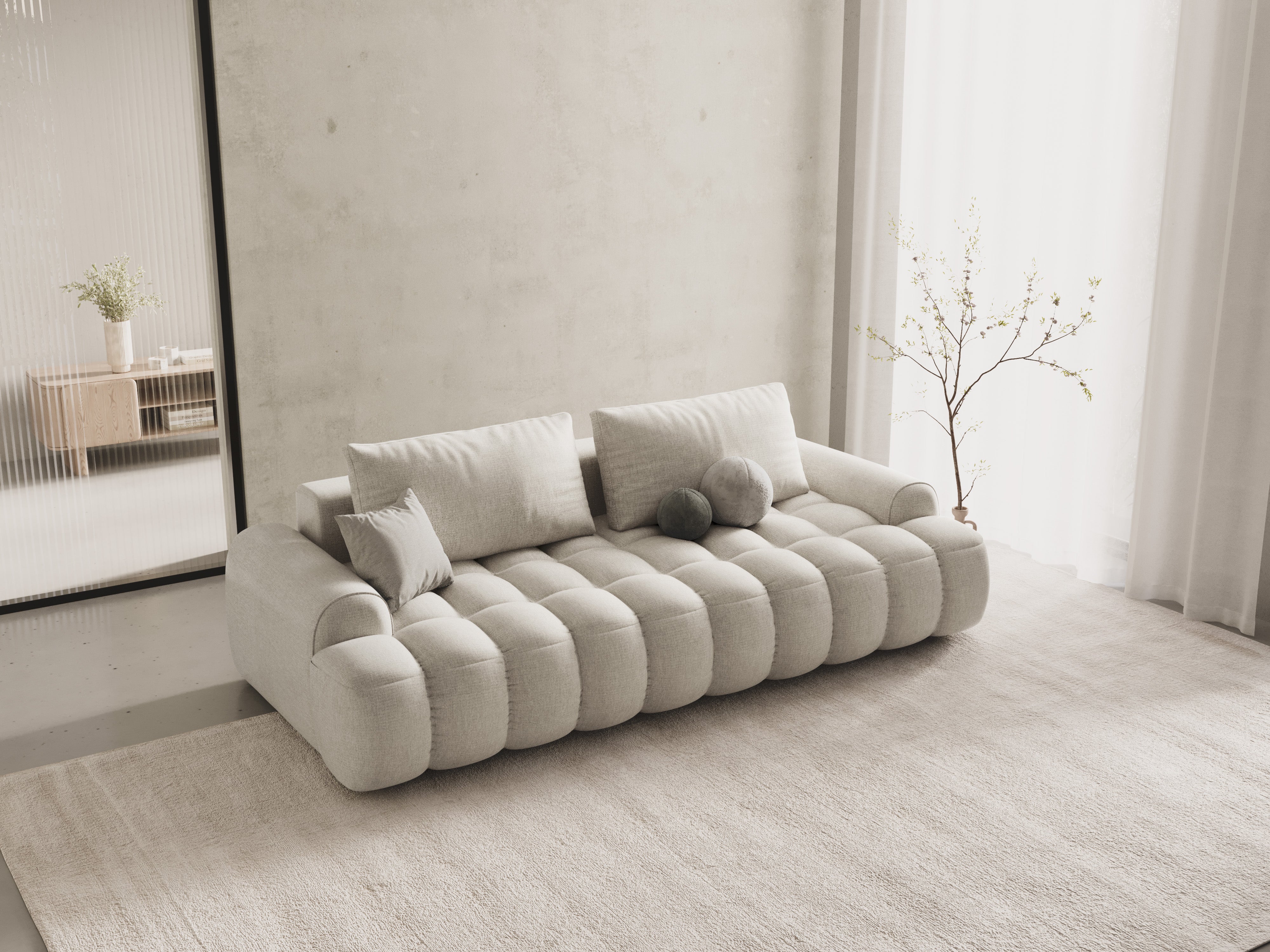Sofa z funkcją spania 4-osobowa LINZ kremowy