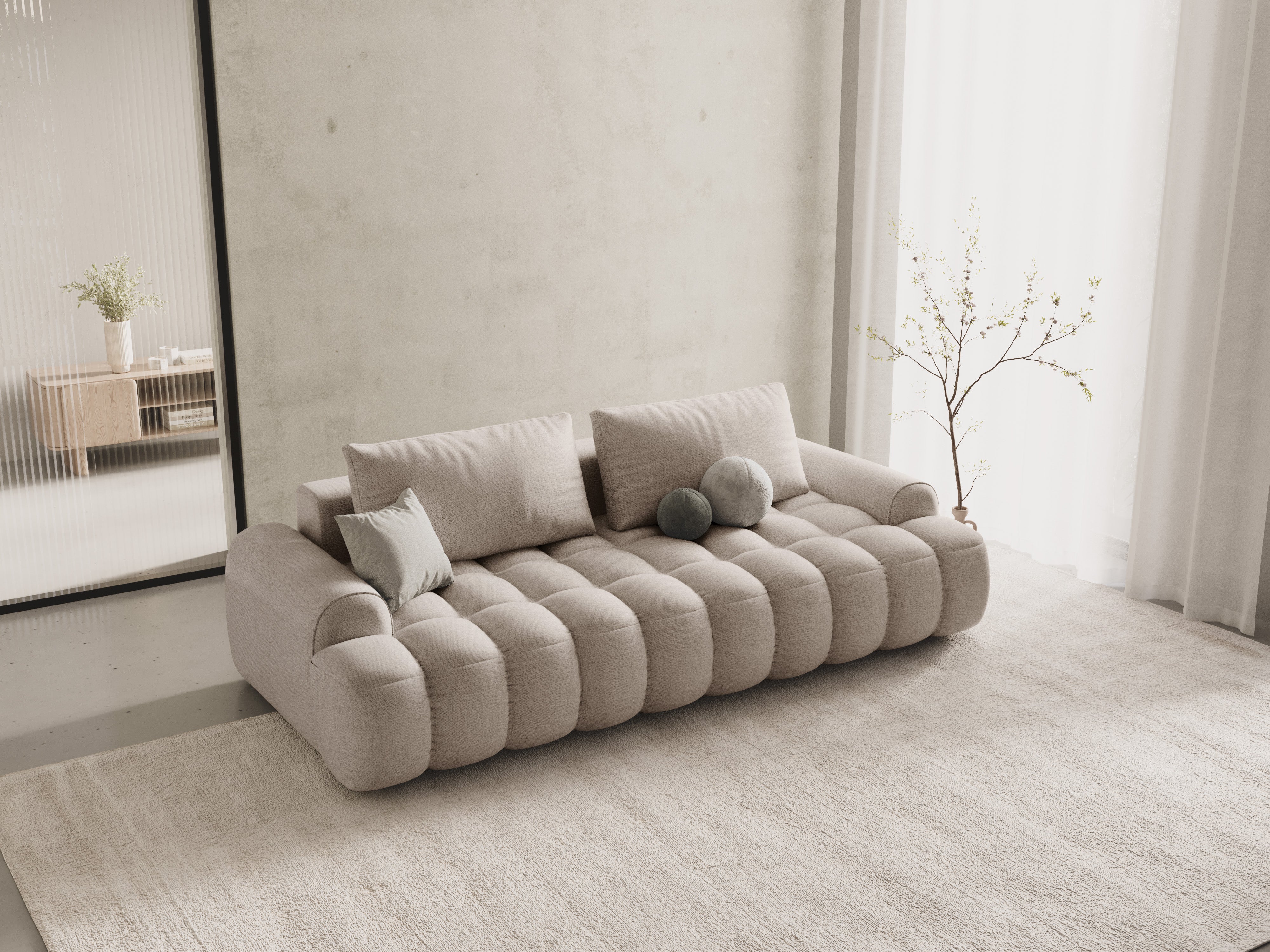 Sofa z funkcją spania 4-osobowa LINZ piaskowy