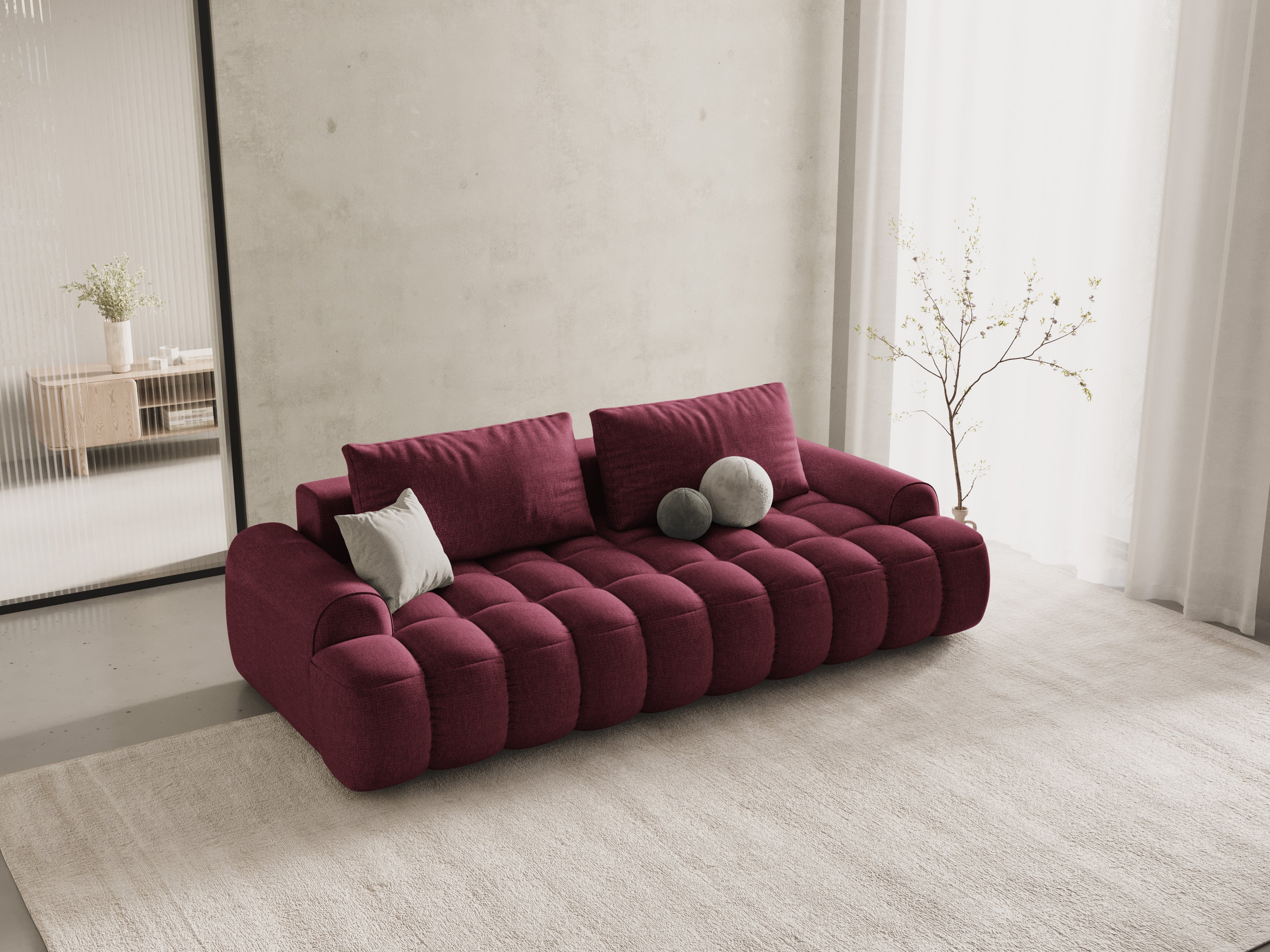 Sofa z funkcją spania 4-osobowa LINZ bordowy