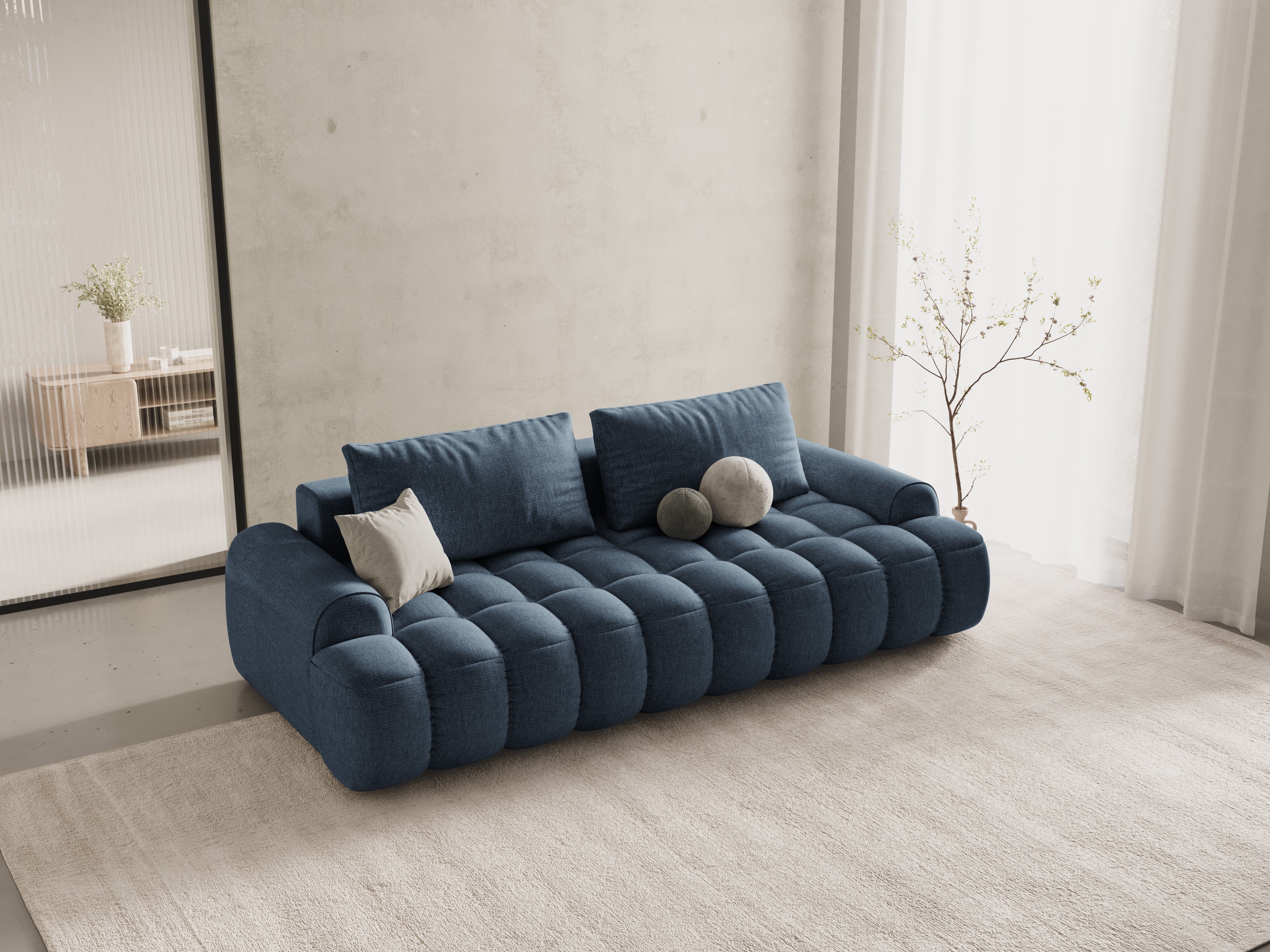 Sofa z funkcją spania 4-osobowa LINZ niebieski