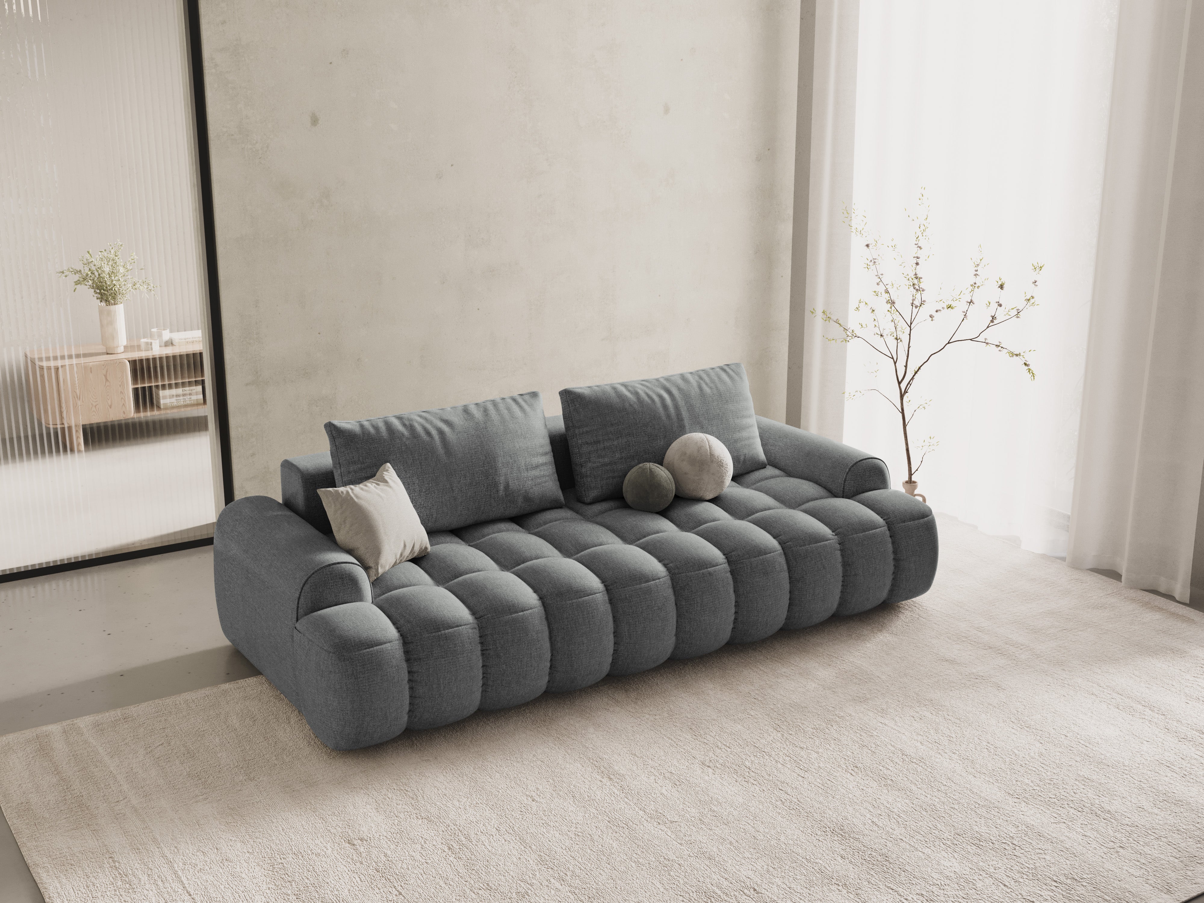 Sofa z funkcją spania 4-osobowa LINZ szary