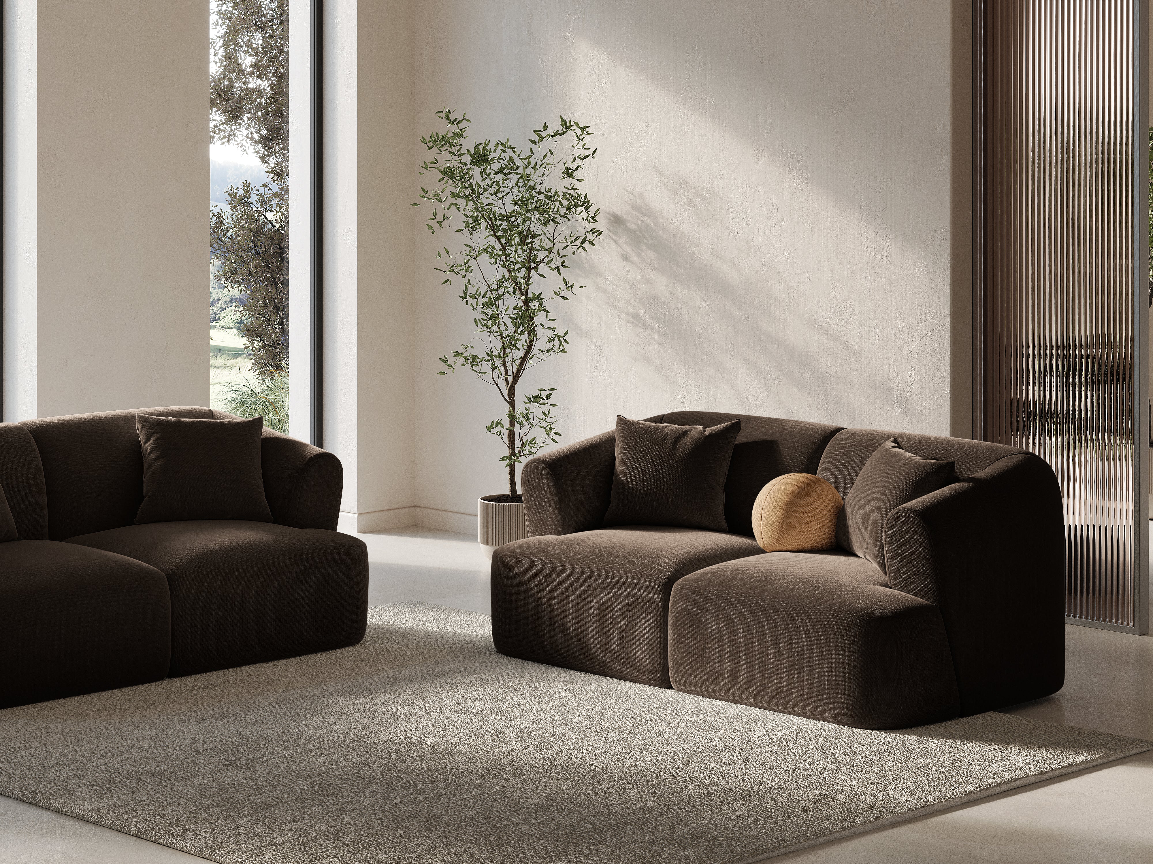 Sofa aksamitna 2-osobowa CAMPI czekoladowy