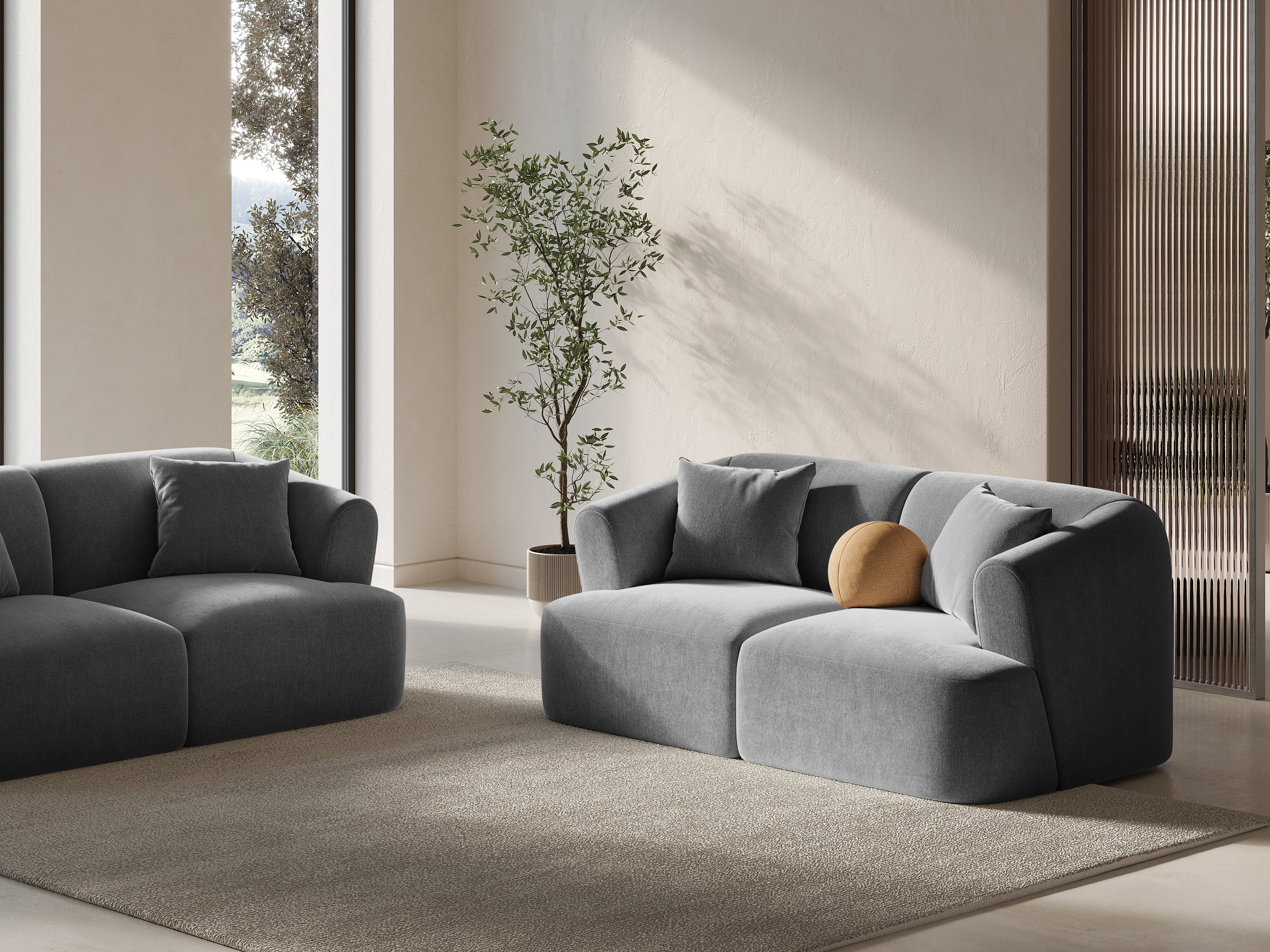 Sofa aksamitna 2-osobowa CAMPI szary