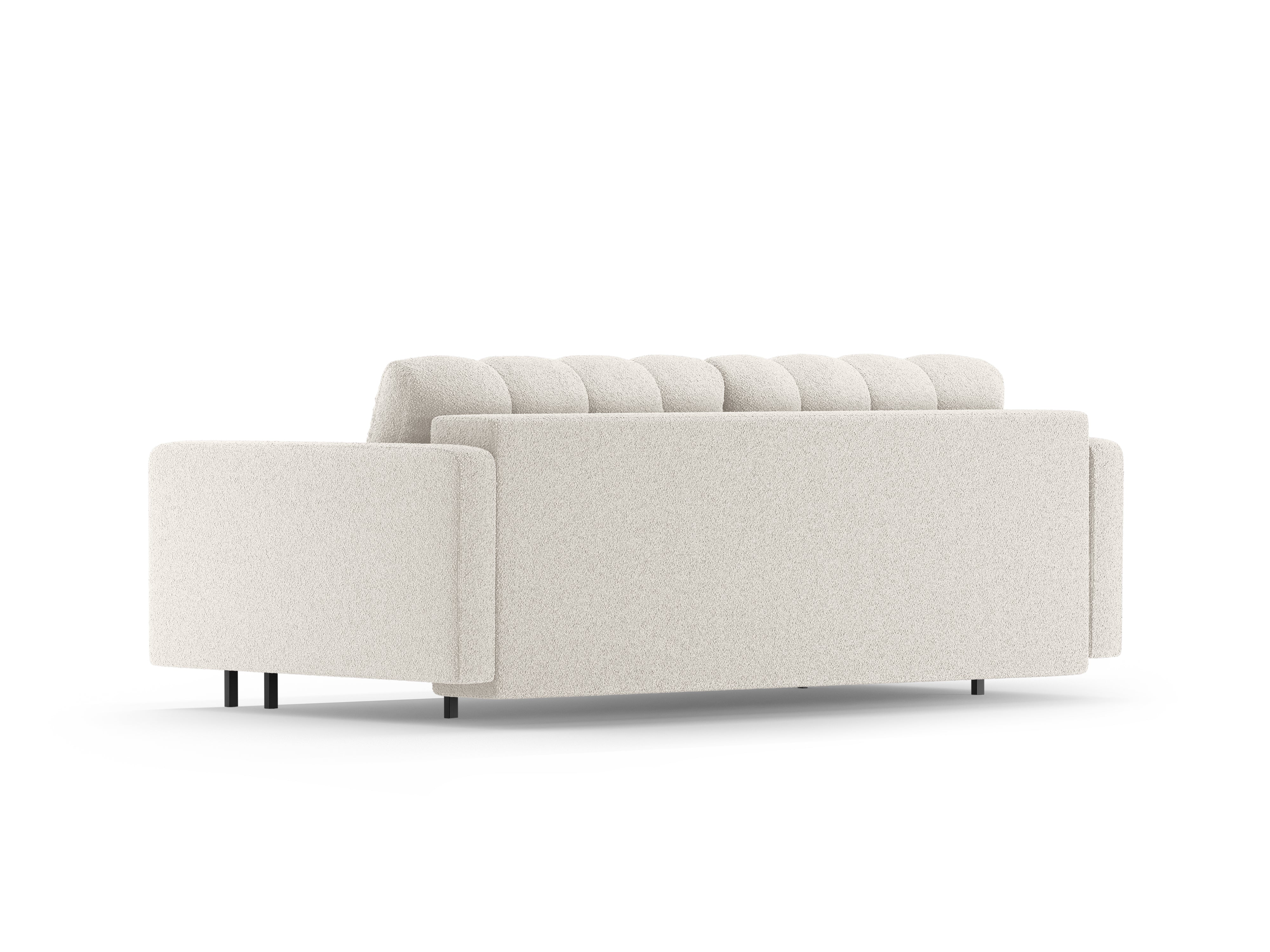 Sofa 3-osobowa z funkcją spania BALI biały bouclé z czarną podstawą