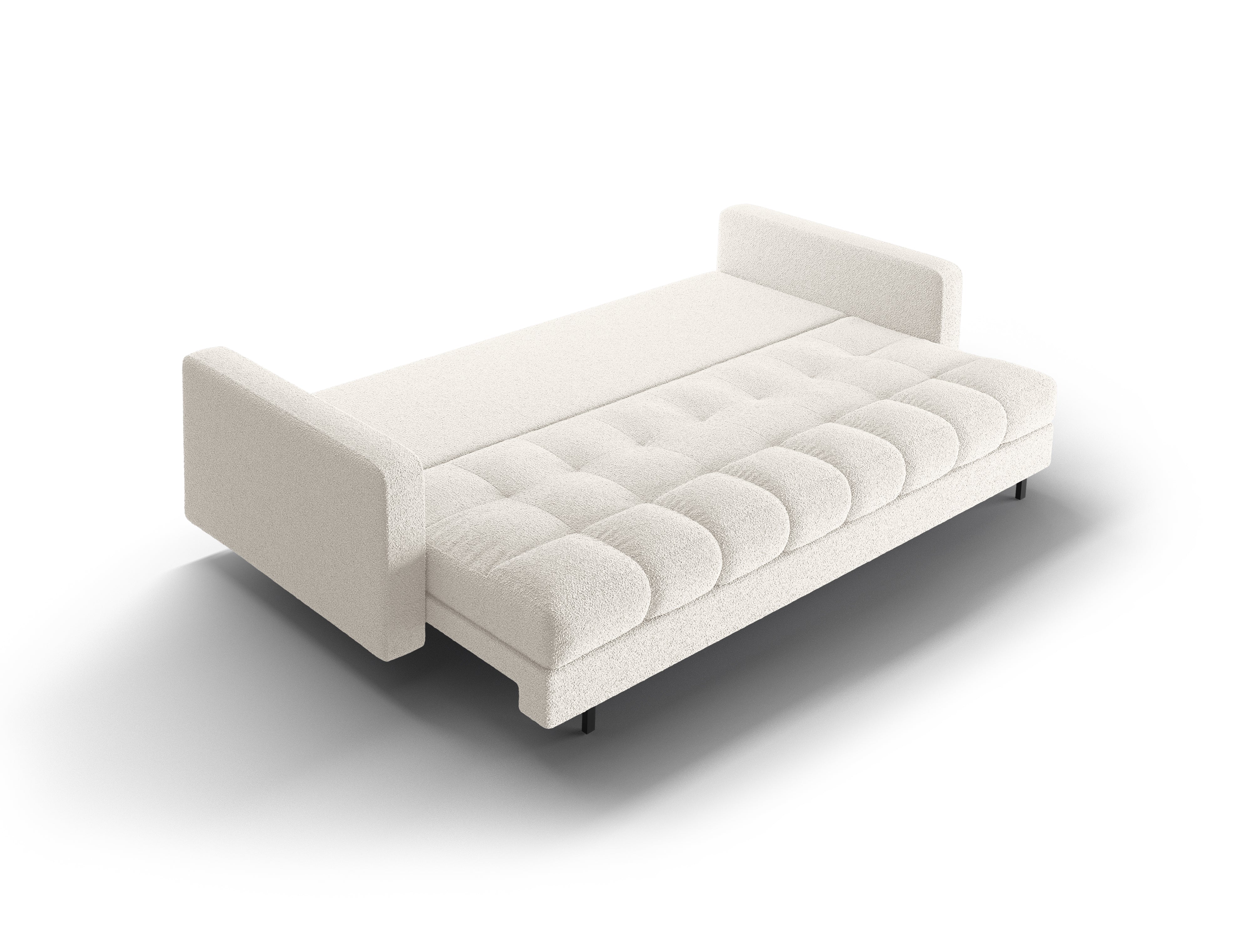 Sofa 3-osobowa z funkcją spania BALI biały bouclé z czarną podstawą