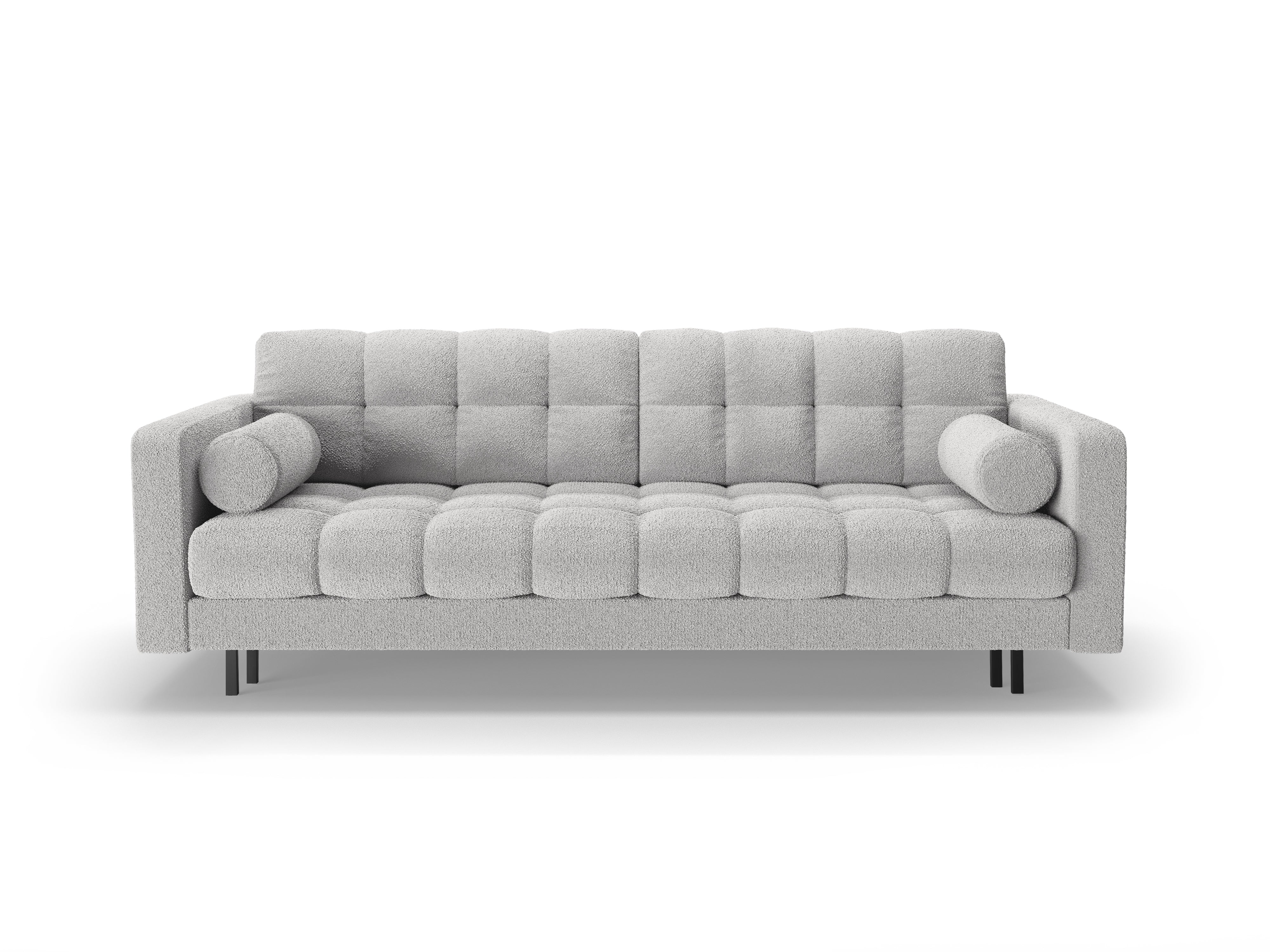 3-seater sofa with sleeping function BALI light gray bouclé with black base