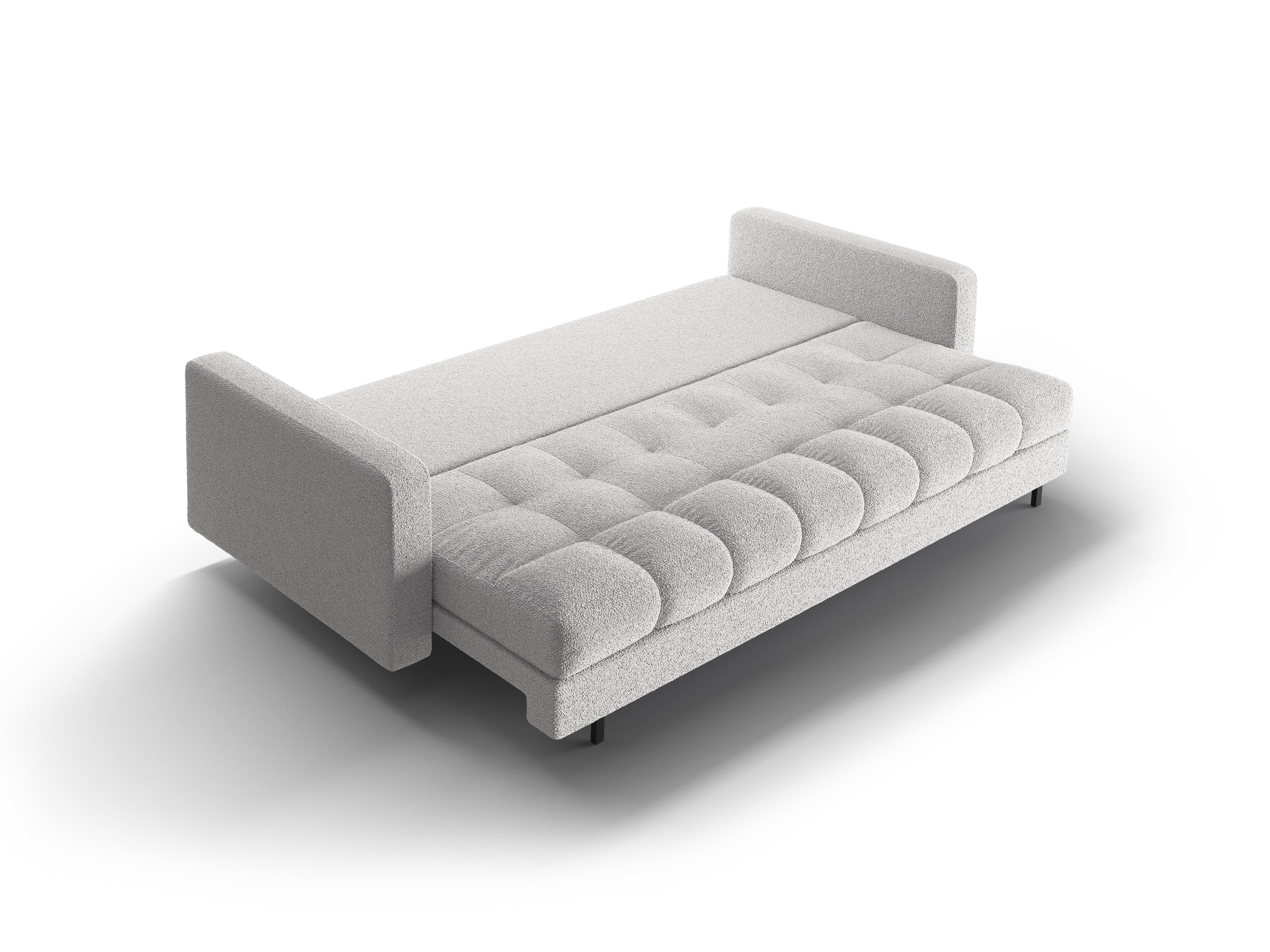 3-seater sofa with sleeping function BALI light gray bouclé with black base