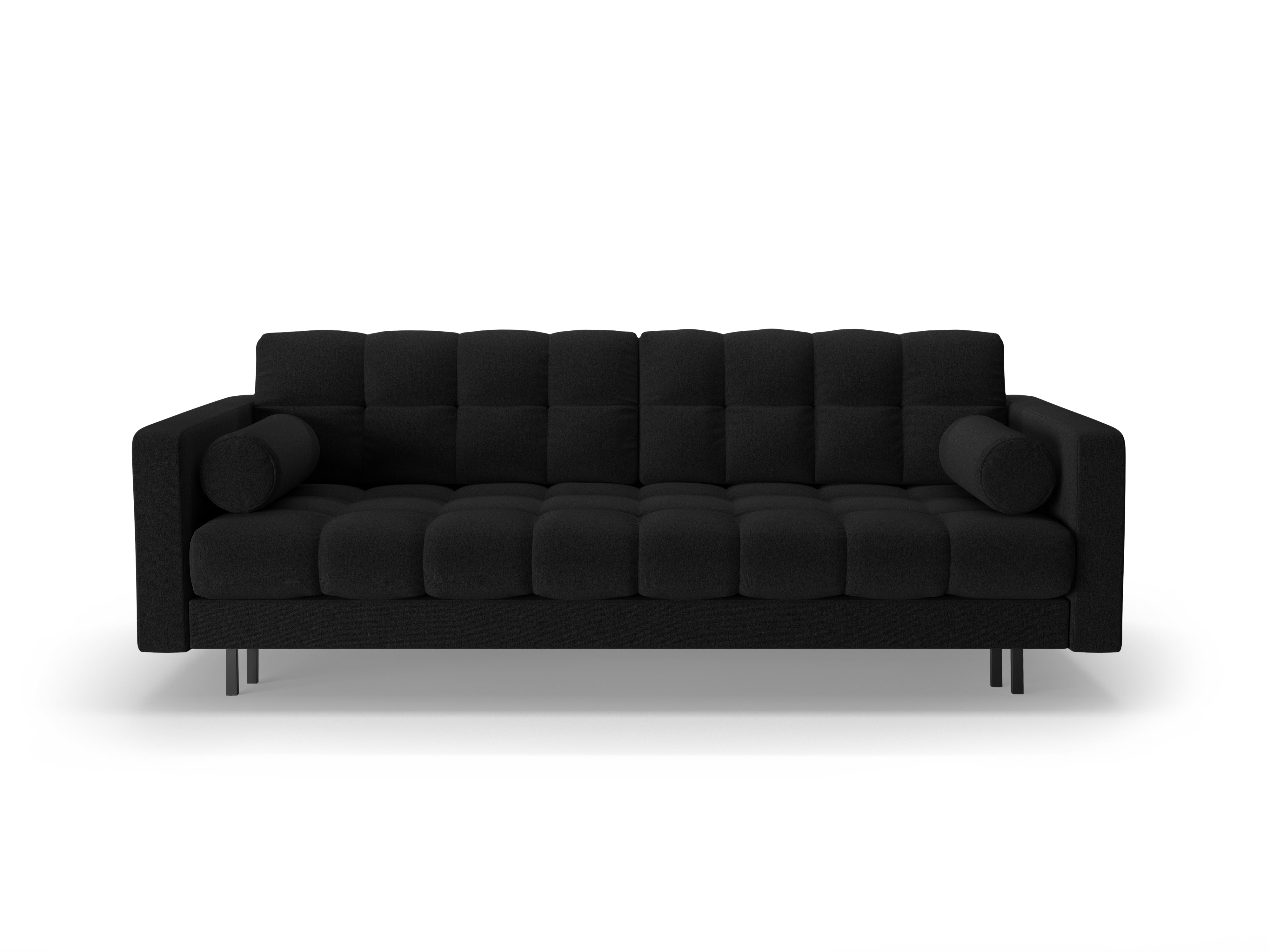 Sofa 3-osobowa z funkcją spania BALI czarny bouclé z czarną podstawą