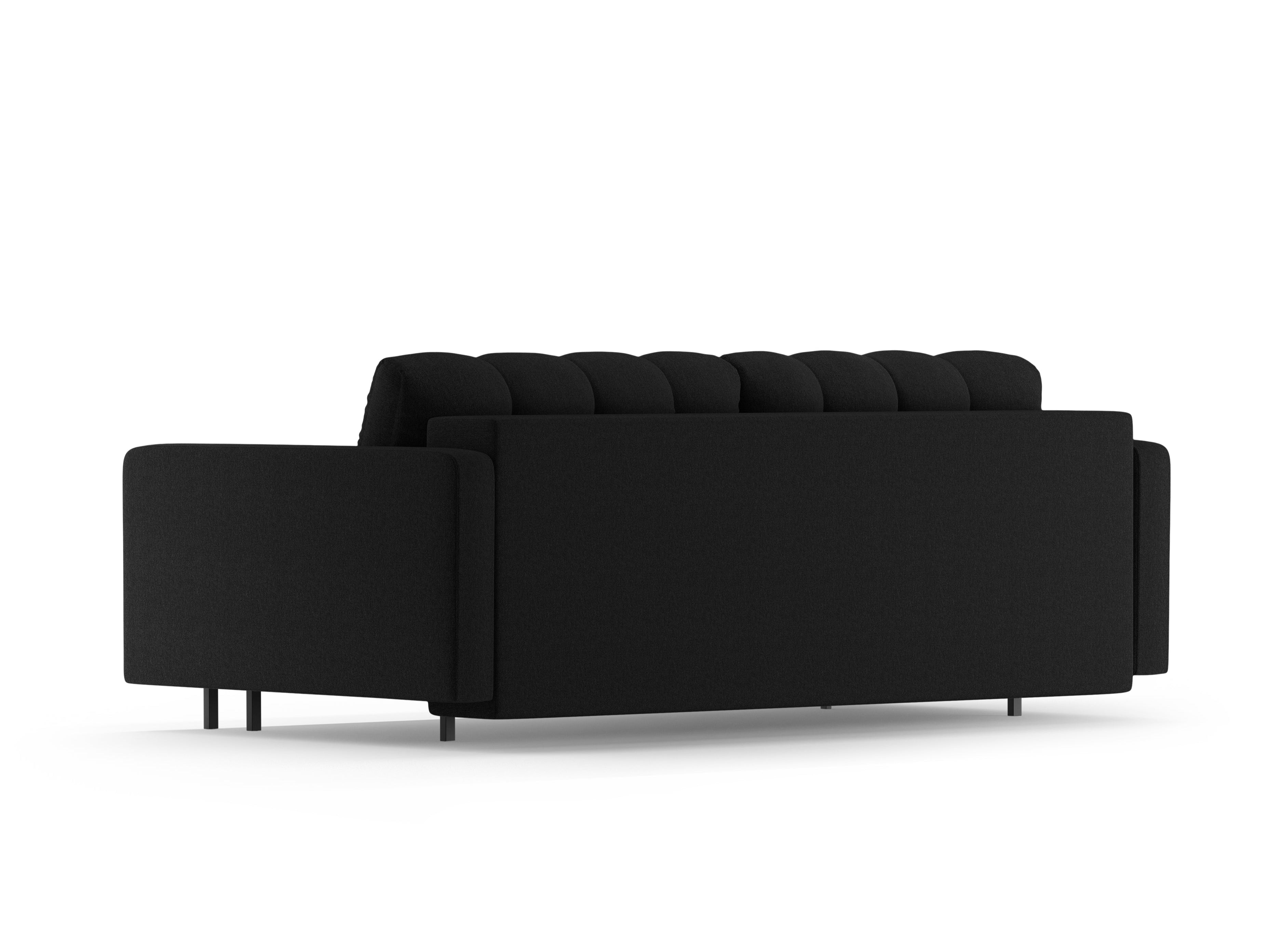 Sofa 3-osobowa z funkcją spania BALI czarny bouclé z czarną podstawą