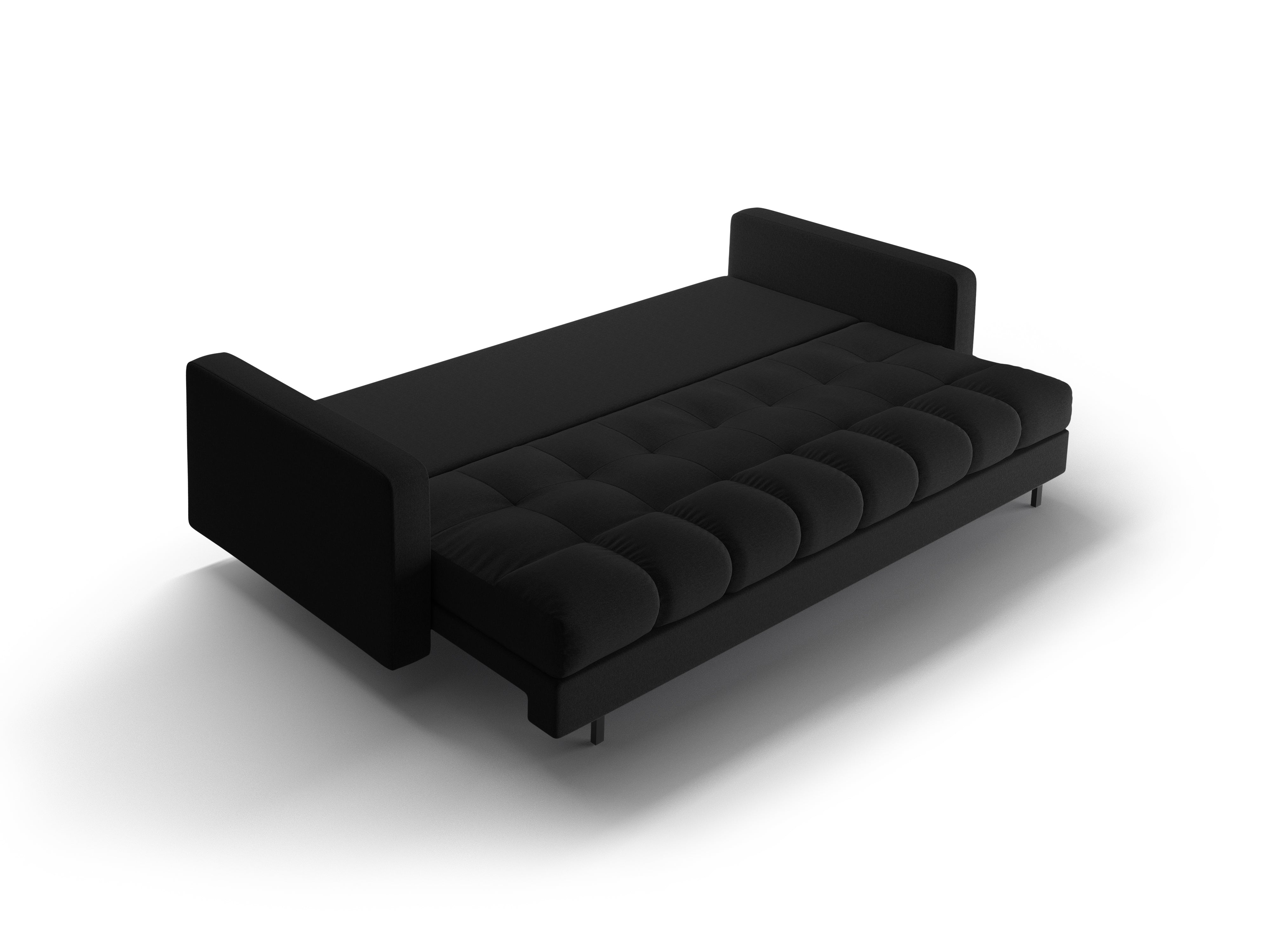 Sofa 3-osobowa z funkcją spania BALI czarny bouclé z czarną podstawą