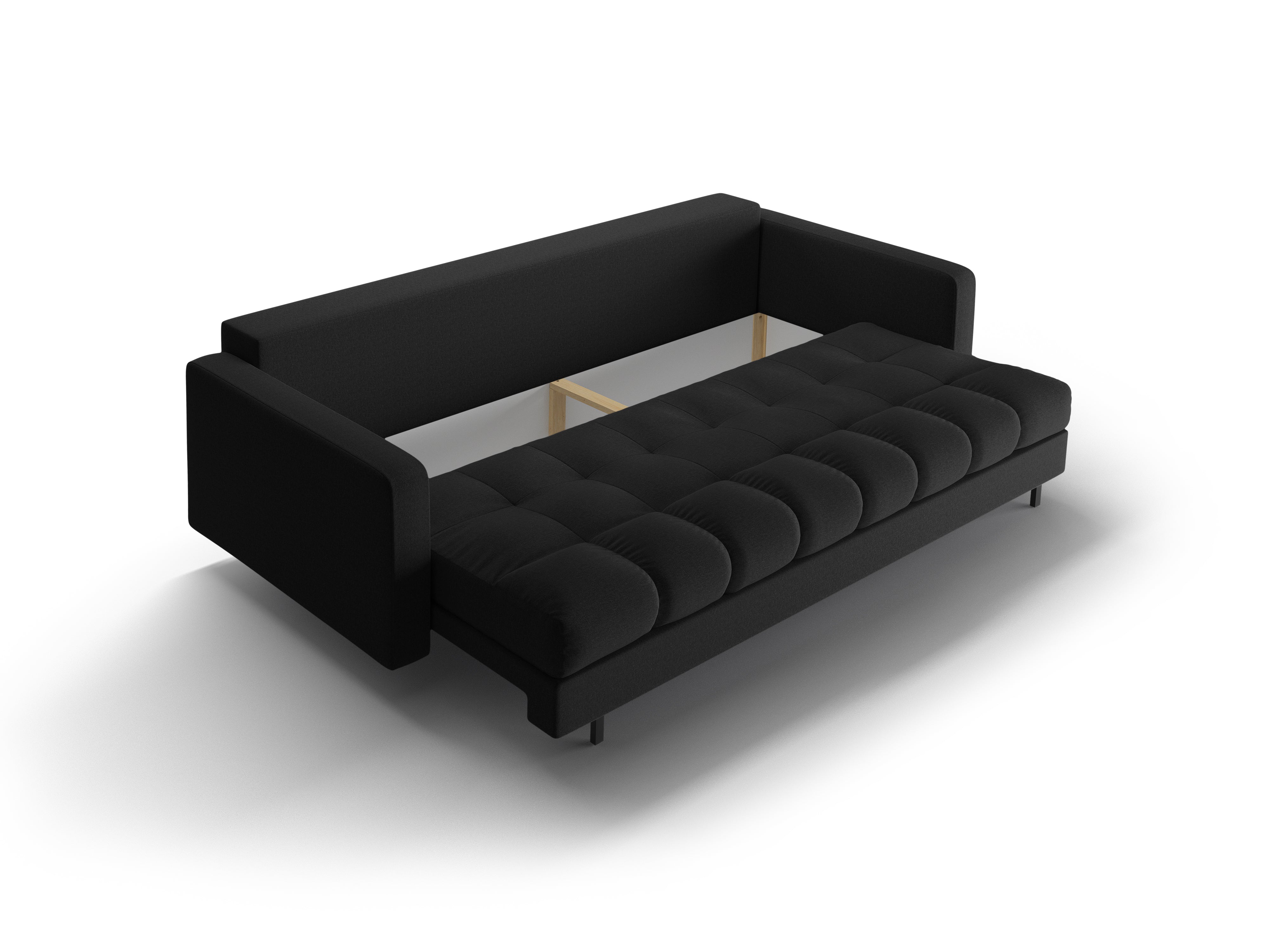 Sofa 3-osobowa z funkcją spania BALI czarny bouclé z czarną podstawą