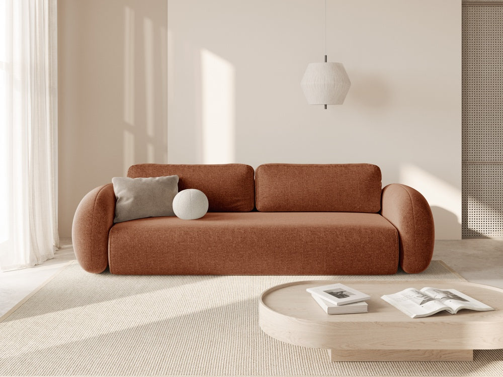 Sofa z funkcją spania 3-osobowa TONALE ceglany