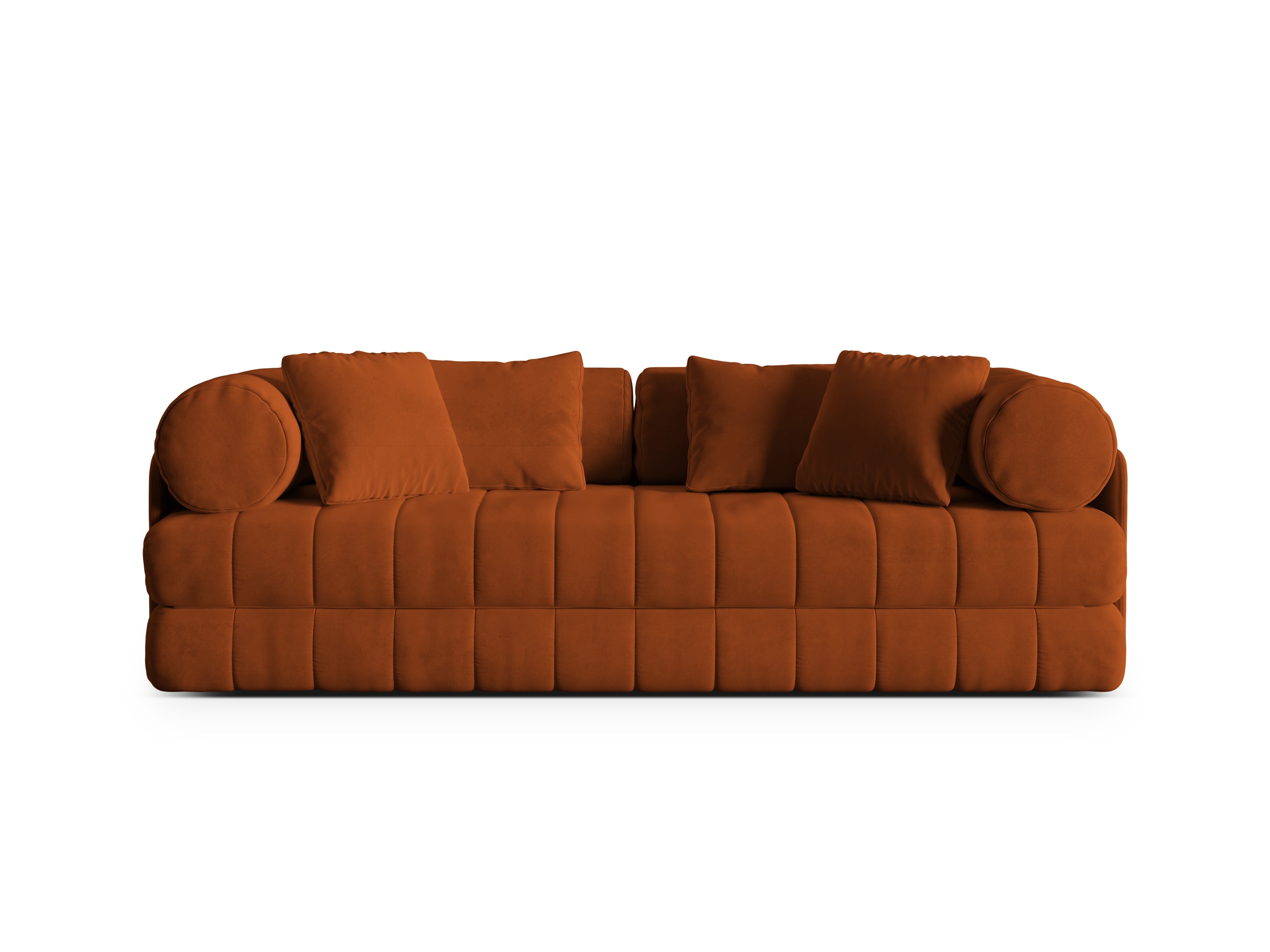 Sofa aksamitna 3-osobowa z funkcją spania KEMI terakota