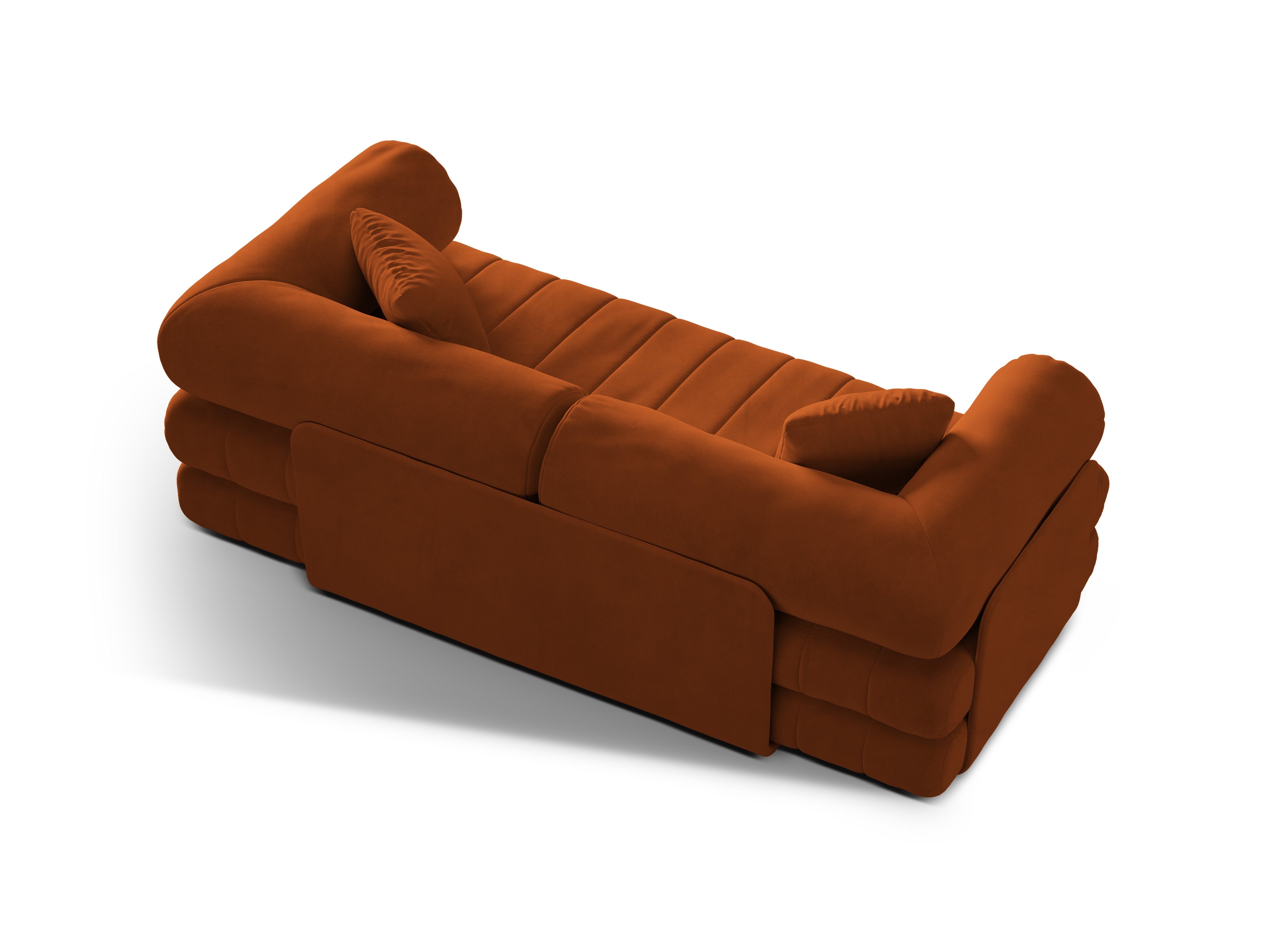 Sofa aksamitna 3-osobowa z funkcją spania KEMI terakota