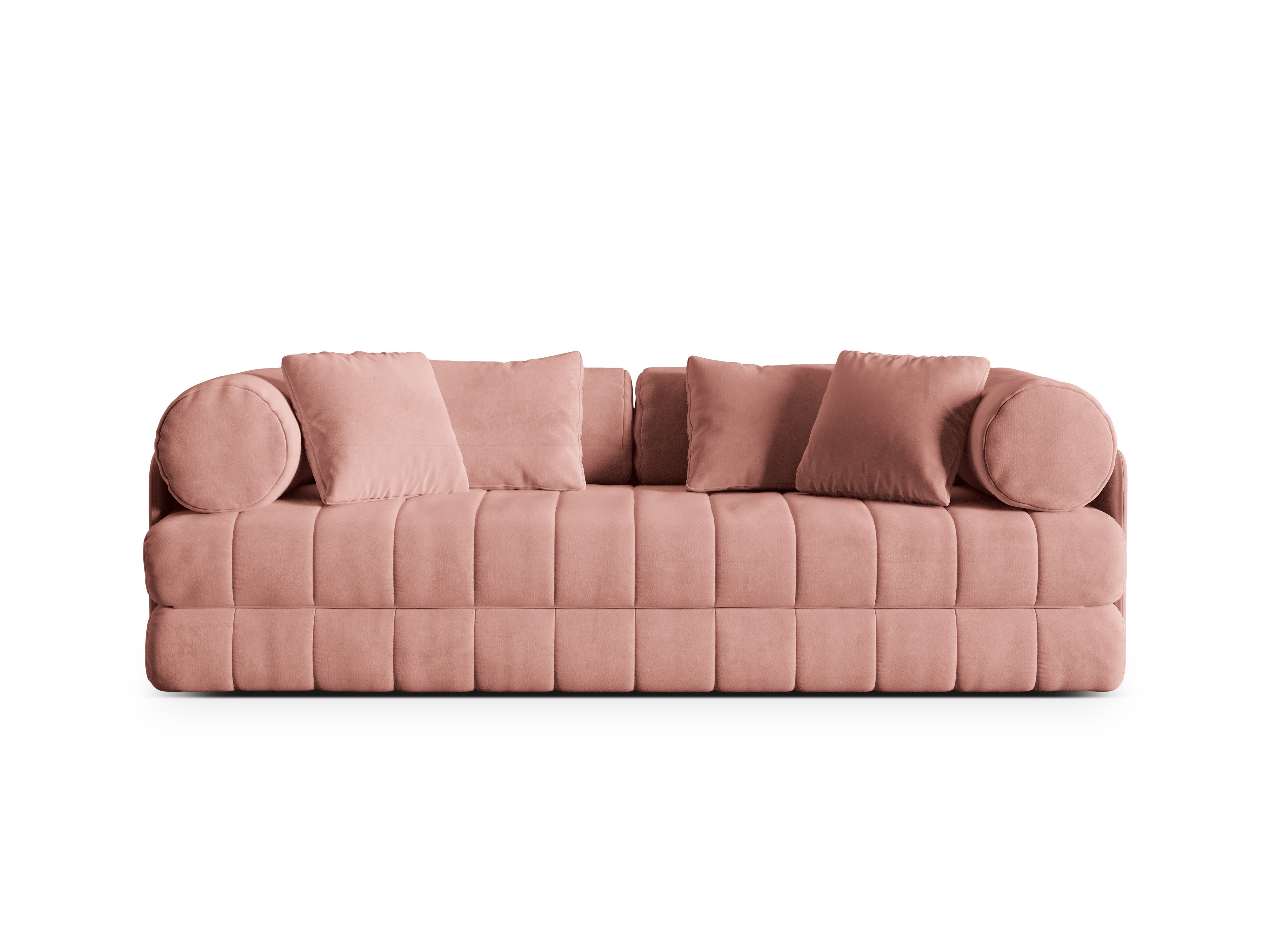 Sofa aksamitna 3-osobowa z funkcją spania KEMI różowy