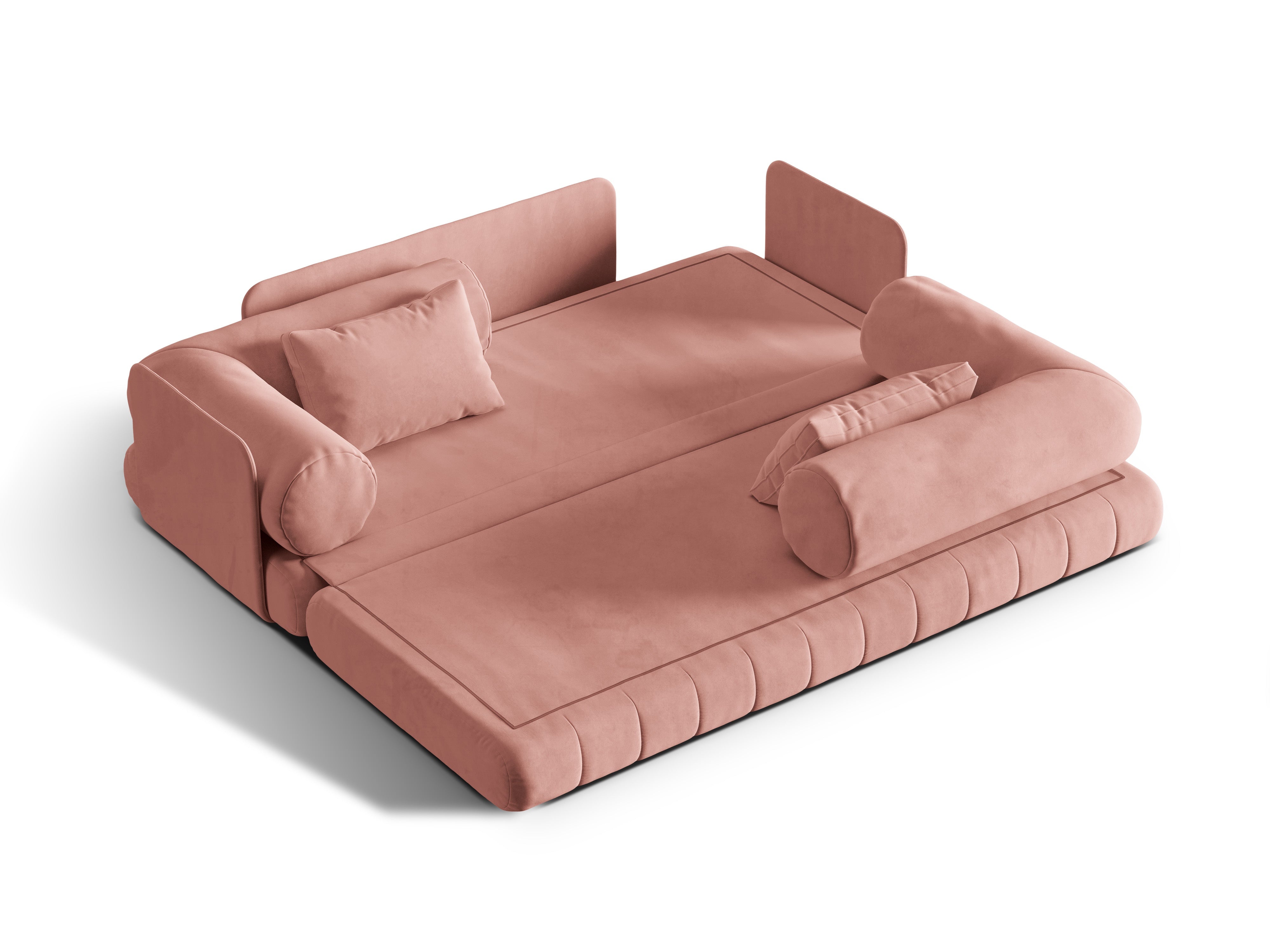 Sofa aksamitna 3-osobowa z funkcją spania KEMI różowy