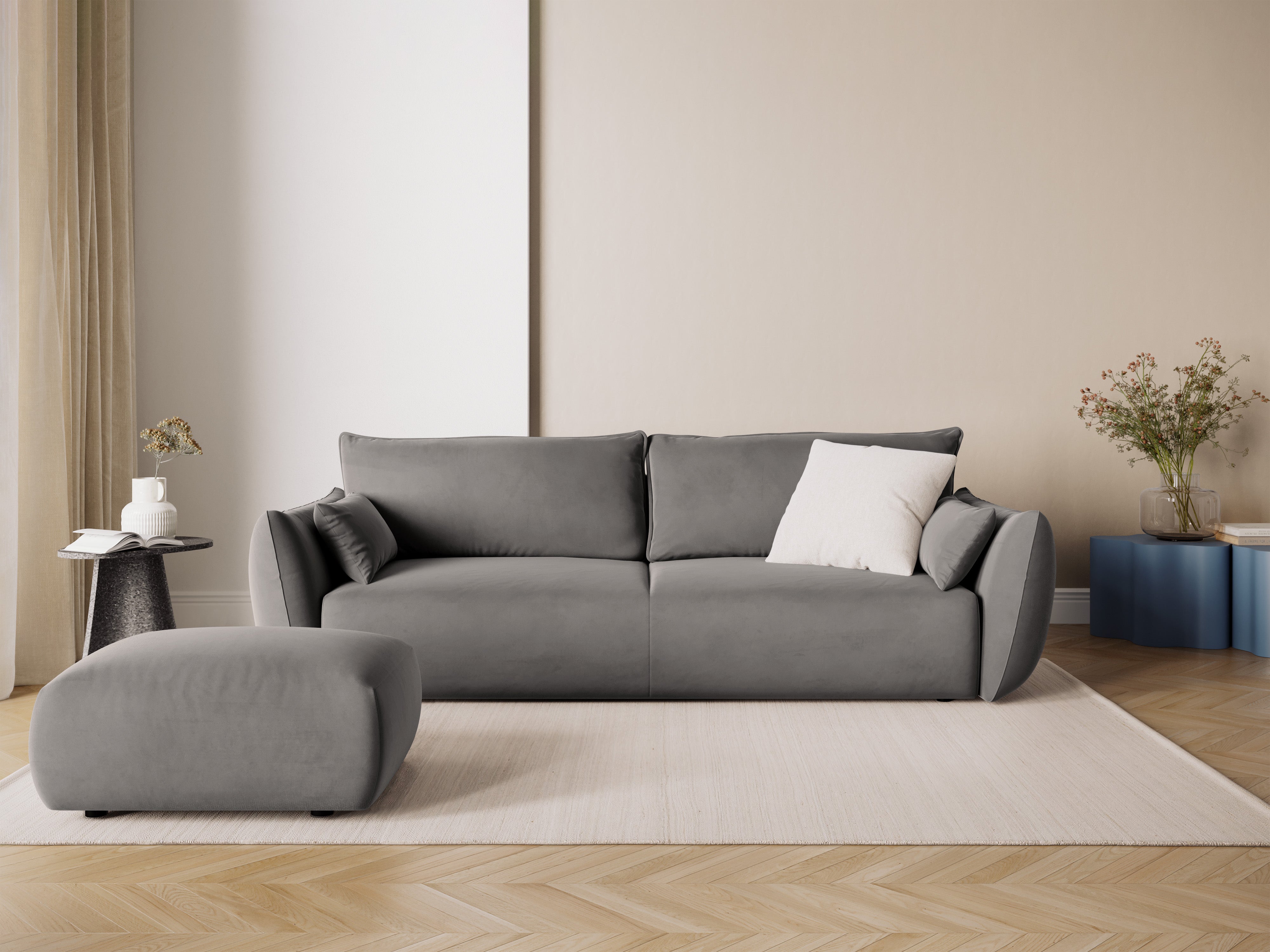 Sofa aksamitna z funkcją spania MATERA szary