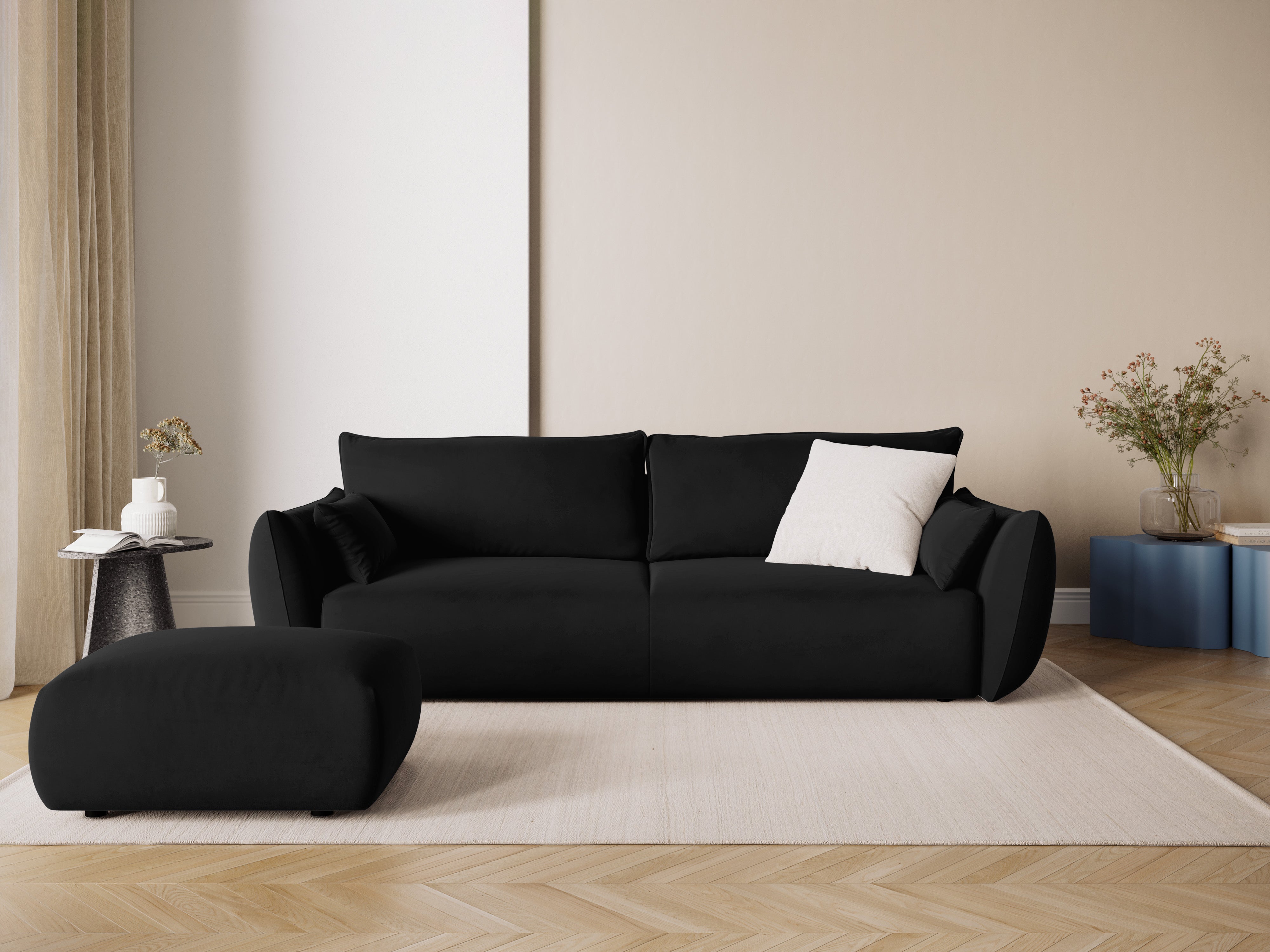 Sofa aksamitna z funkcją spania MATERA czarny