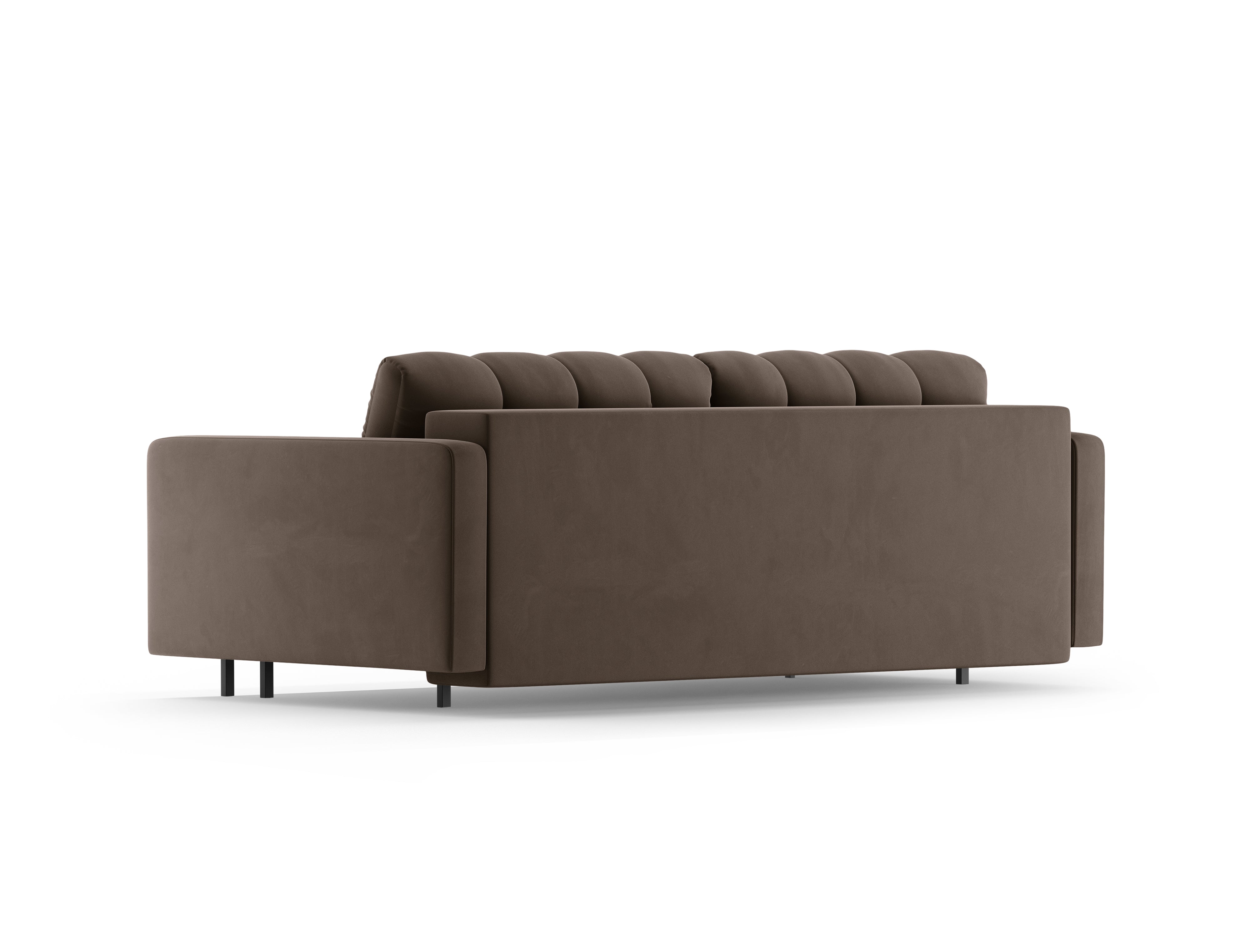 Sofa aksamitna 3-osobowa z funkcją spania BALI czekoladowy z czarną podstawą