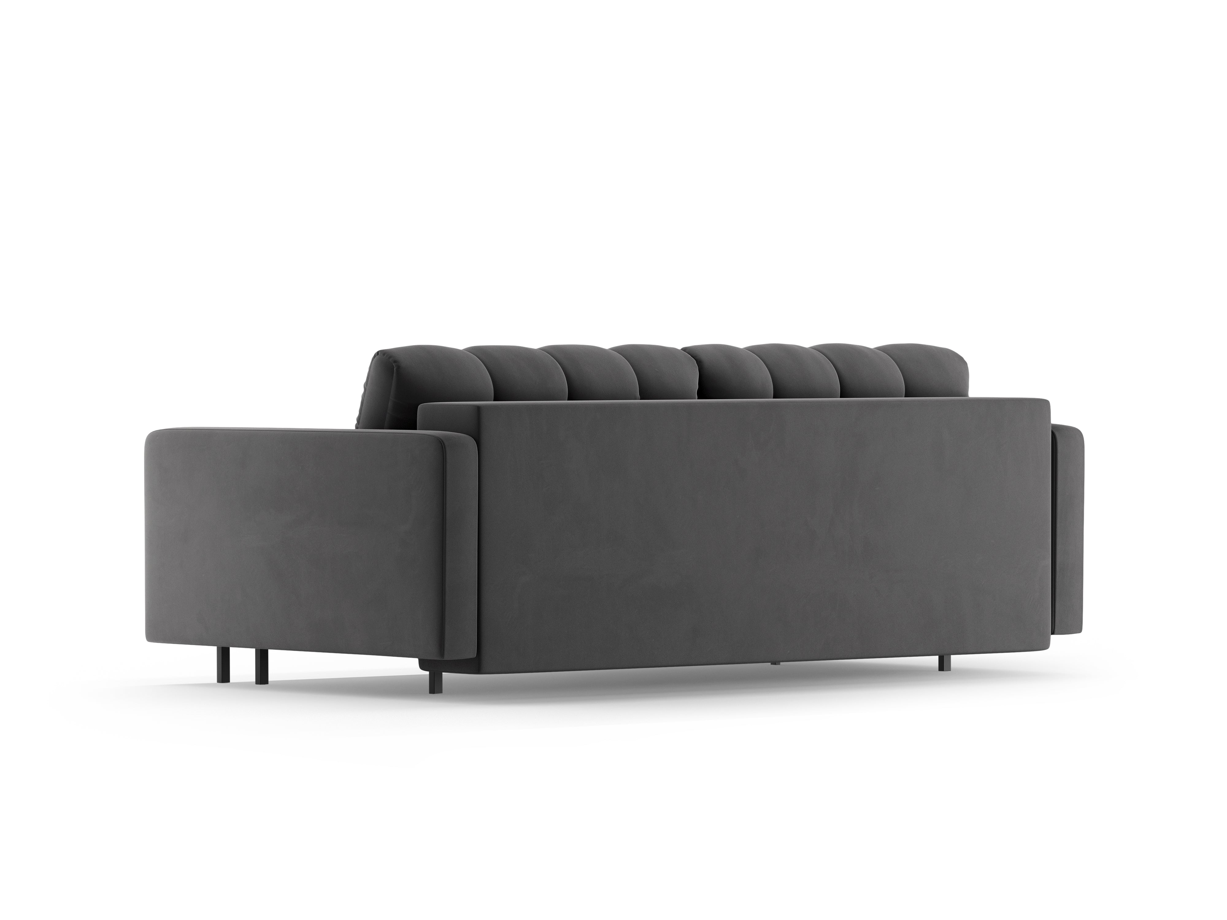 Sofa aksamitna 3-osobowa z funkcją spania BALI szary z czarną podstawą