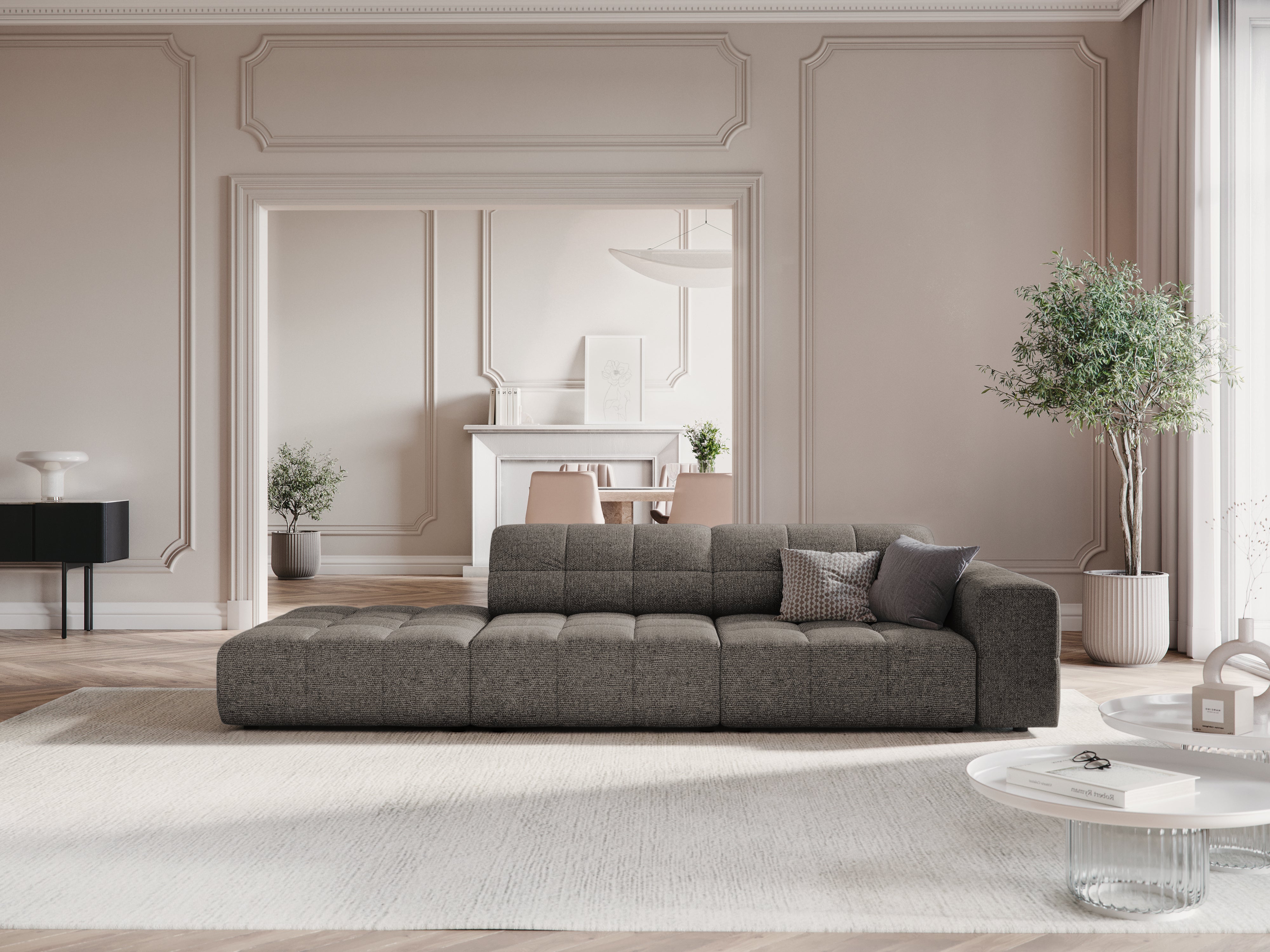 Sofa lewostronna 3-osobowa CHICAGO szary szenil Cosmopolitan Design    Eye on Design