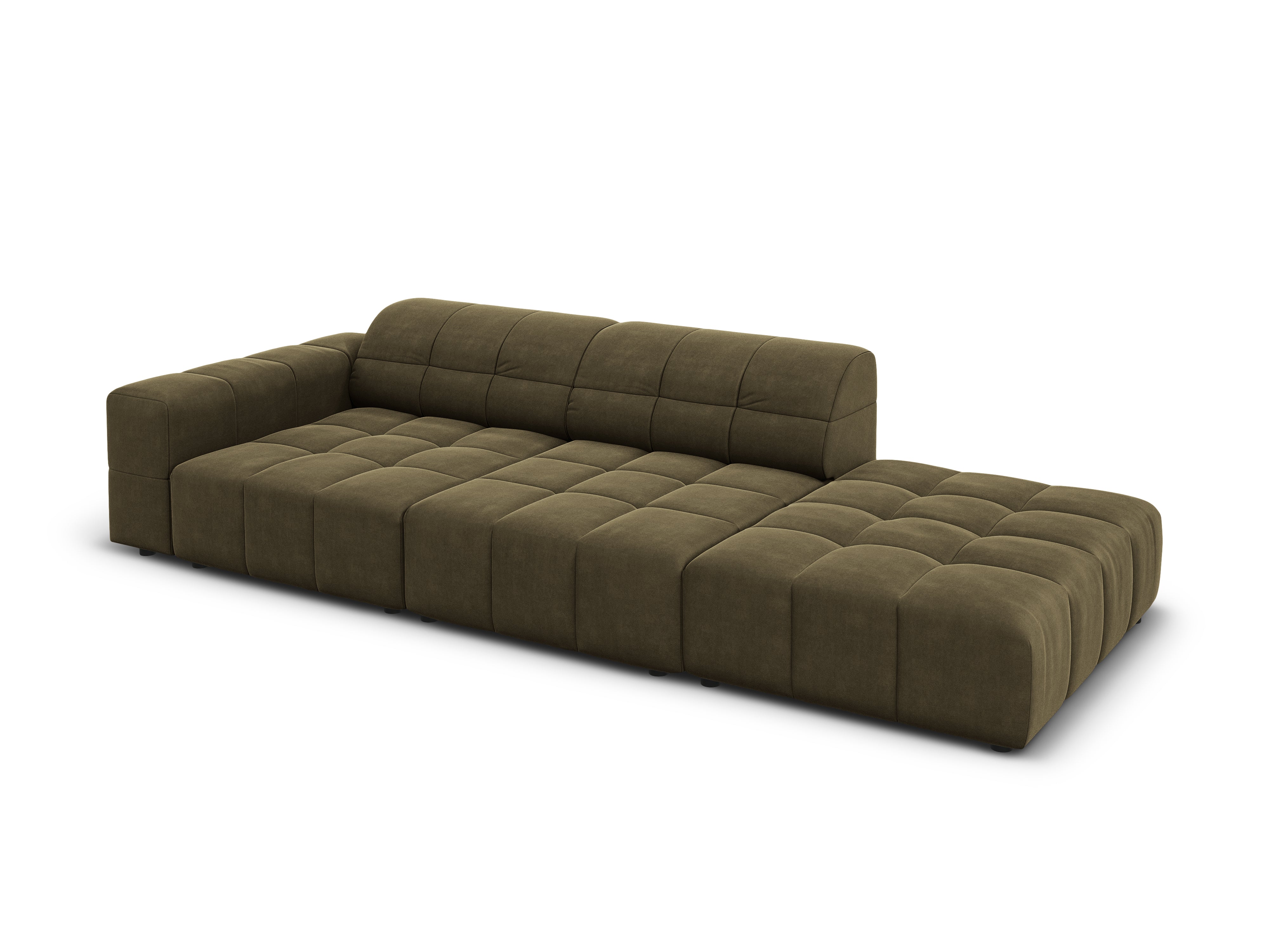 Sofa aksamitna prawostronna 3-osobowa CHICAGO oliwkowy Cosmopolitan Design    Eye on Design