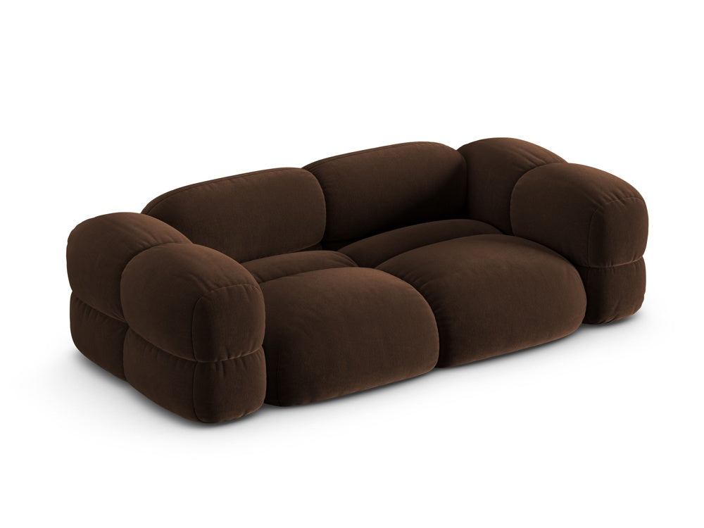 Sofa 3-sitzige Samt LORETTO schokoladenbraun