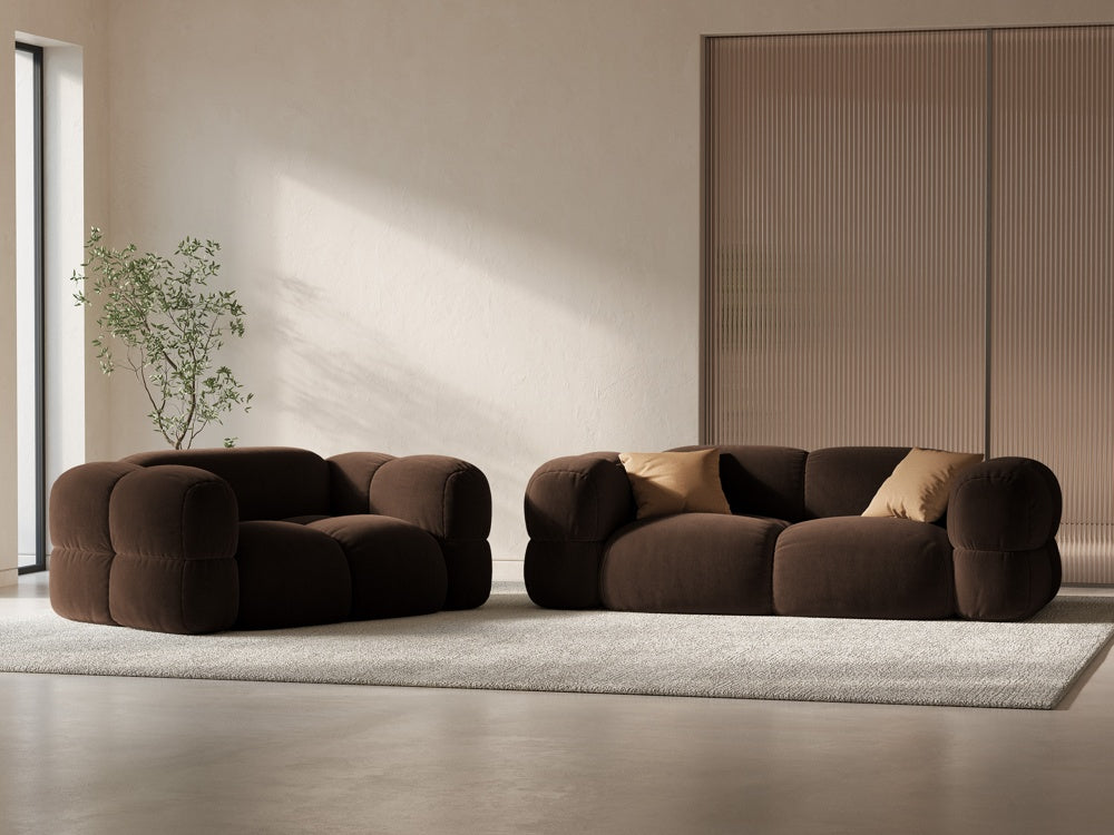 Sofa 3-osobowa aksamitna LORETTO czekoladowy