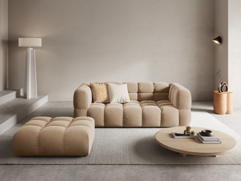 3-person velvet sofa, sand sky