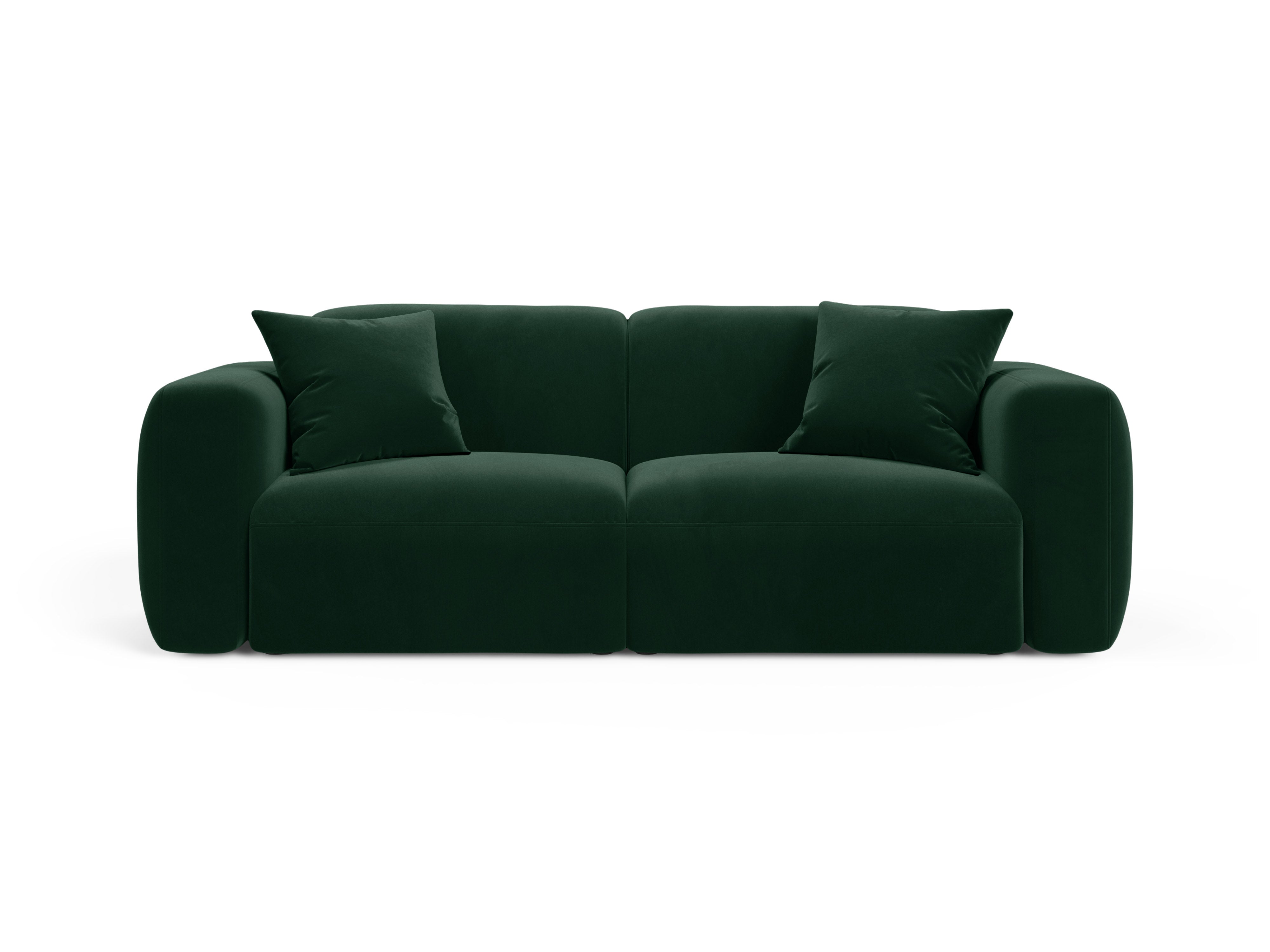 Sofa aksamitna 3-osobowa STRINO butelkowa zieleń