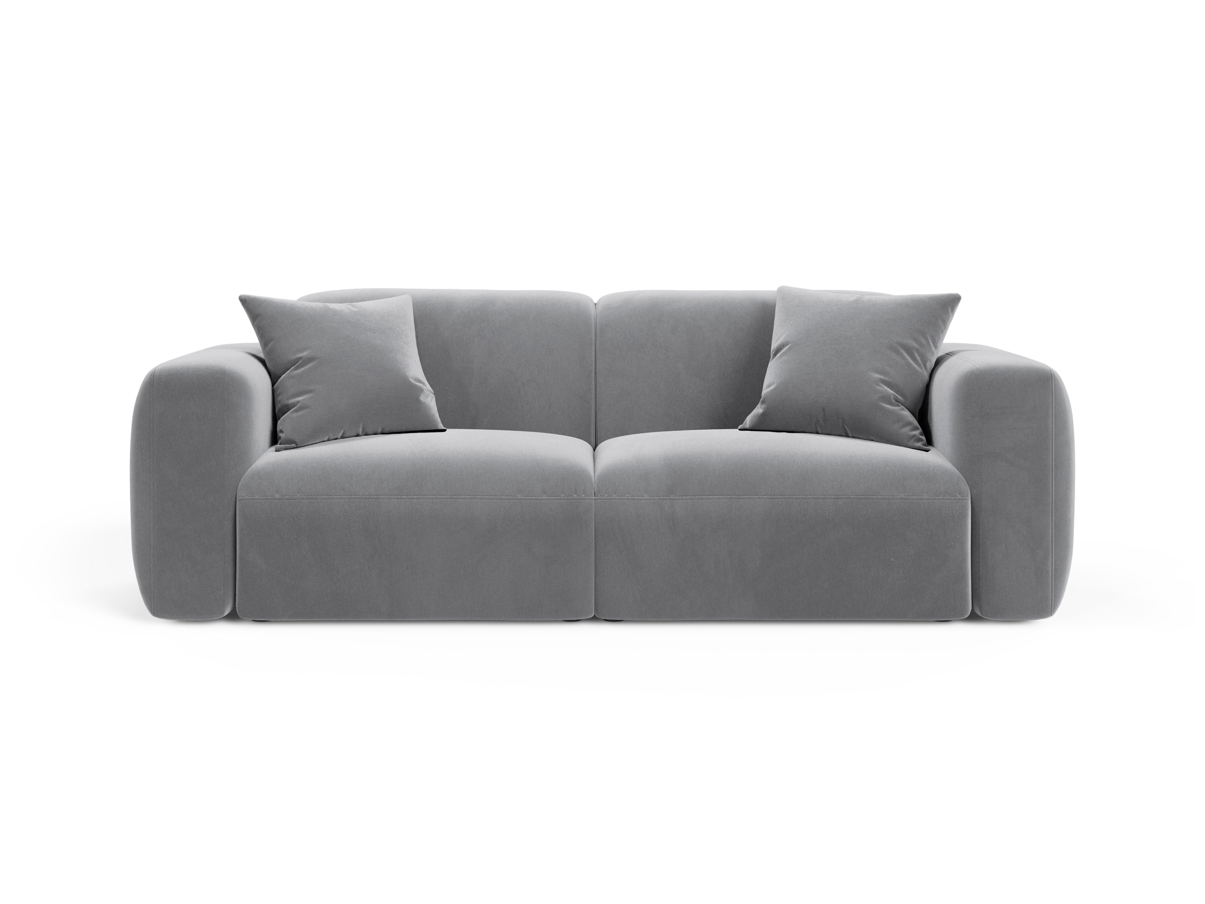 STRINO gray velvet 3-seater sofa