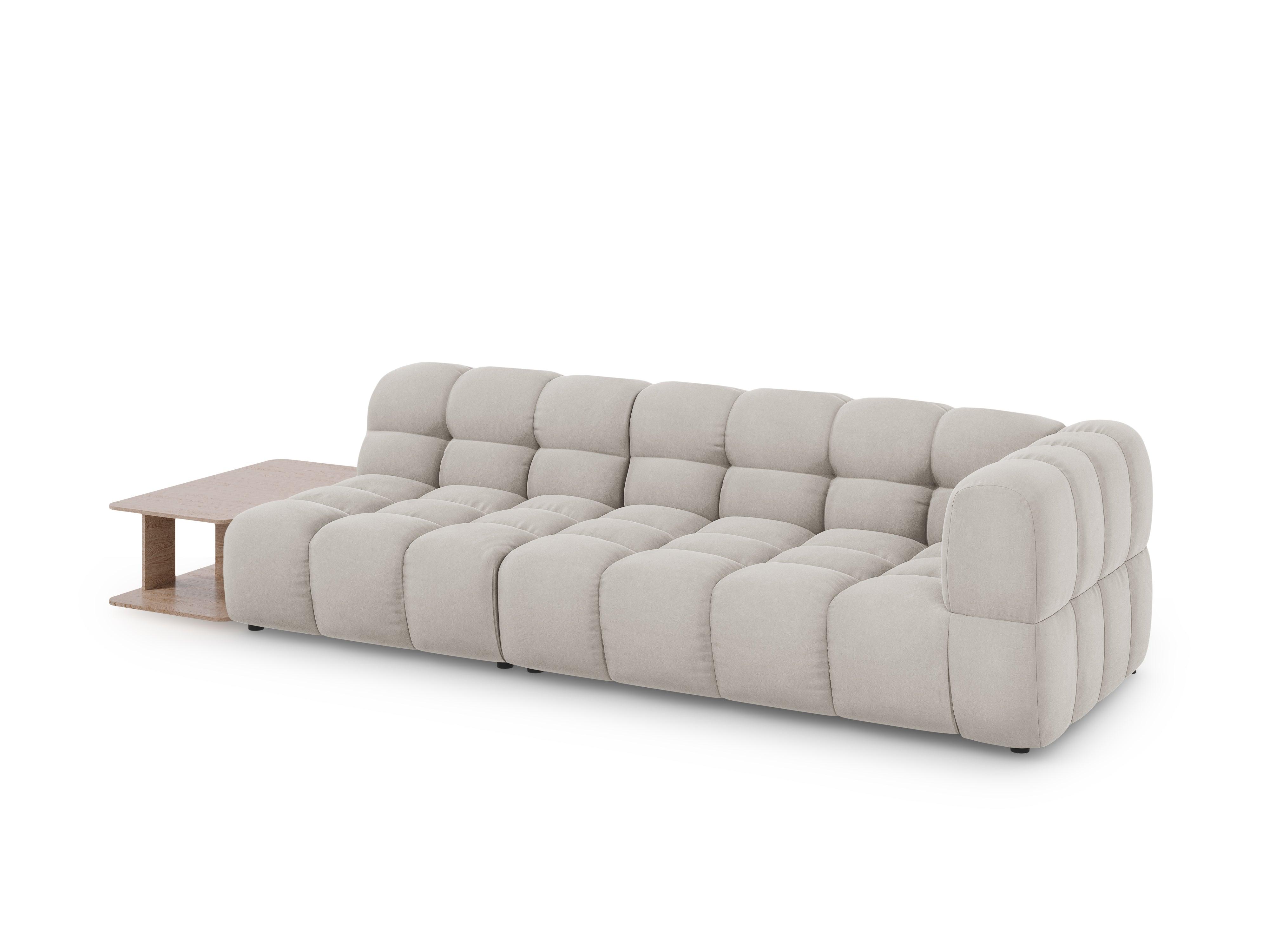 Sofa aksamitna lewostronna 4-osobowa otwarta ze stolikiem SKY kość słoniowa Cosmopolitan Design    Eye on Design