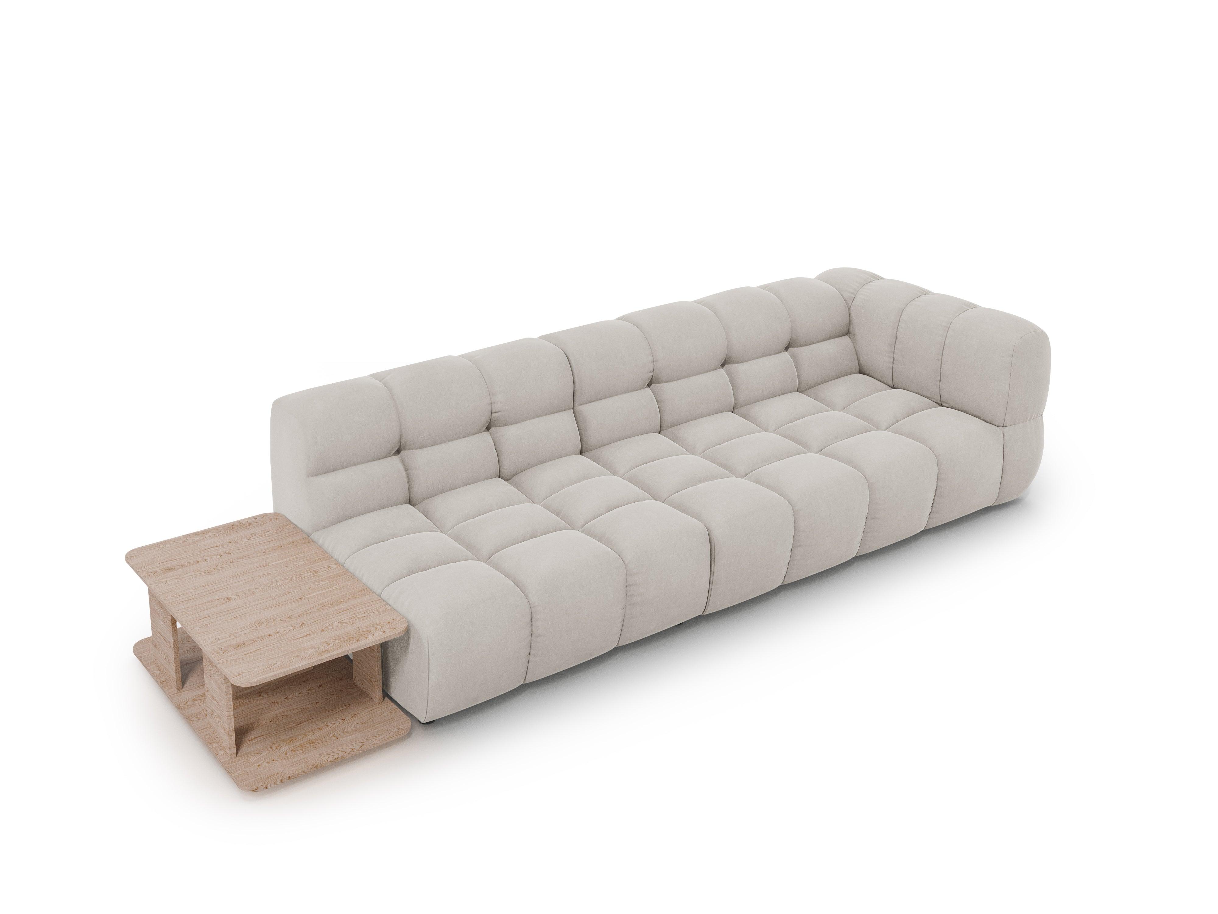 Sofa aksamitna lewostronna 4-osobowa otwarta ze stolikiem SKY kość słoniowa Cosmopolitan Design    Eye on Design